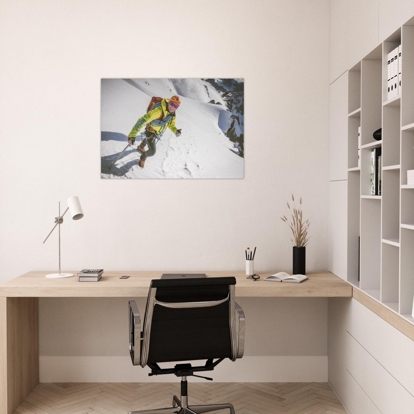 Tableau photo Photo d'Alpiniste en ascension, plateau des Rouies (Écrins) — tirage aluminium Dibond mat, fabrication française, prêt à accrocher