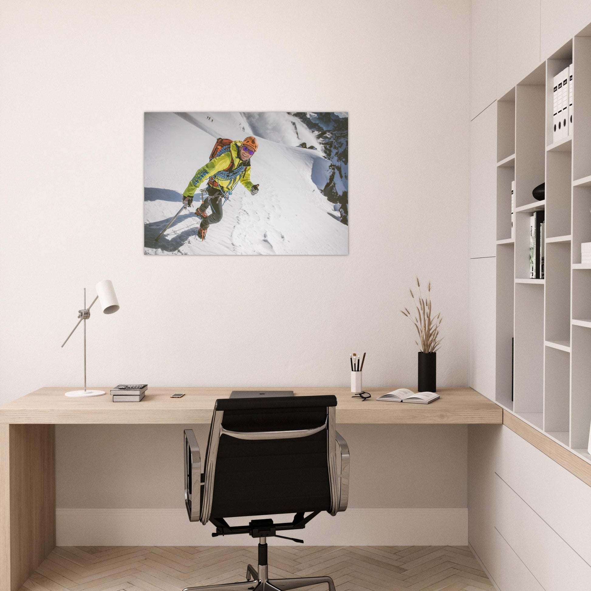 Tableau photo Photo d'Alpiniste en ascension, plateau des Rouies (Écrins) — tirage aluminium Dibond mat, fabrication française, prêt à accrocher