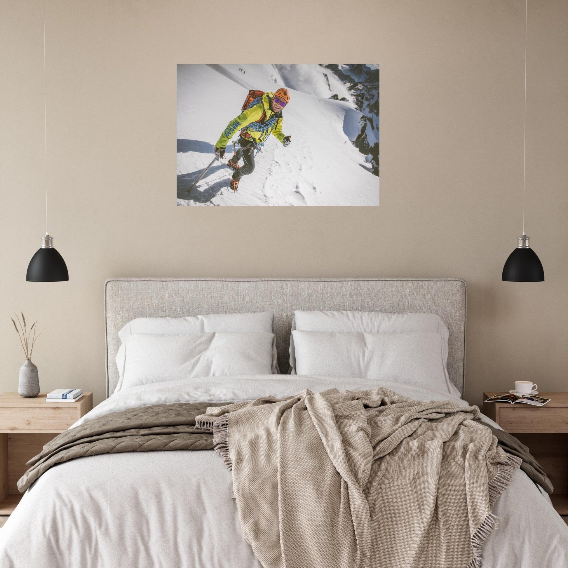 Tableau photo Photo d'Alpiniste en ascension, plateau des Rouies (Écrins) — tirage aluminium Dibond mat, fabrication française, prêt à accrocher