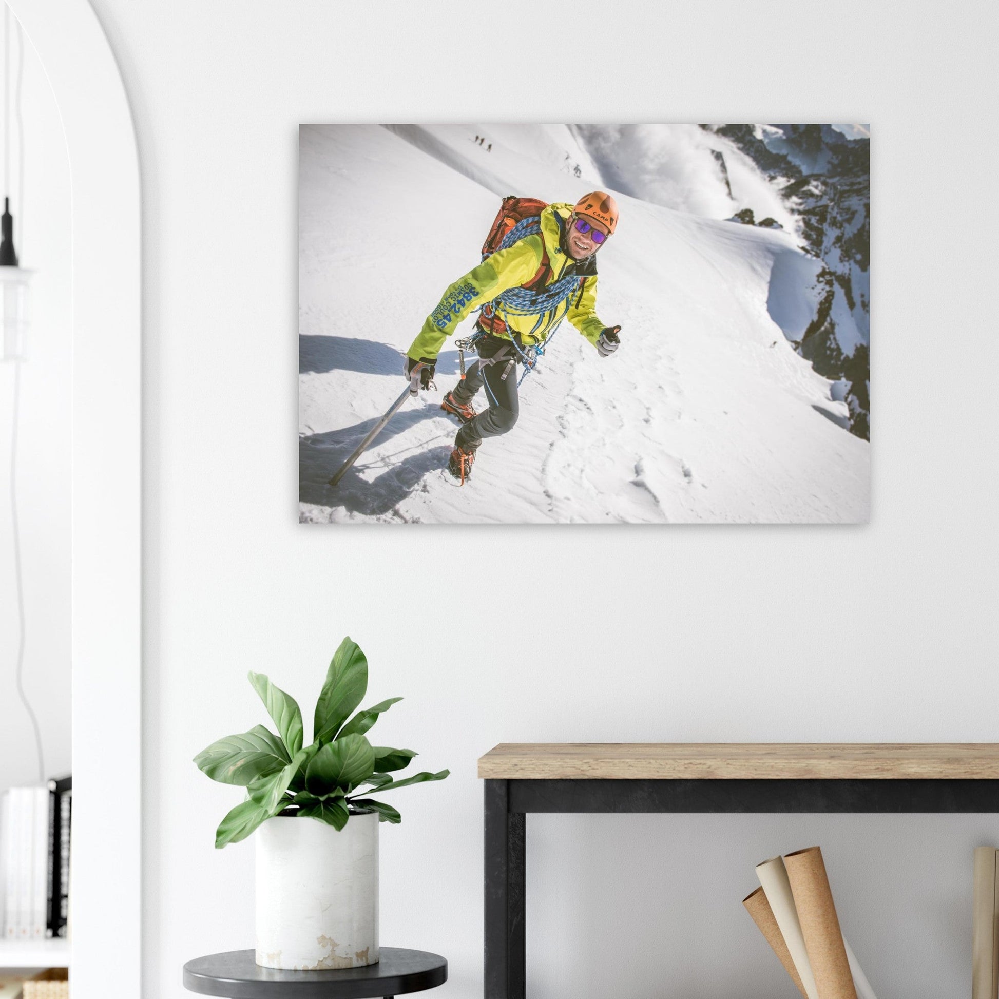 Tableau photo Photo d'Alpiniste en ascension, plateau des Rouies (Écrins) — tirage aluminium Dibond mat, fabrication française, prêt à accrocher