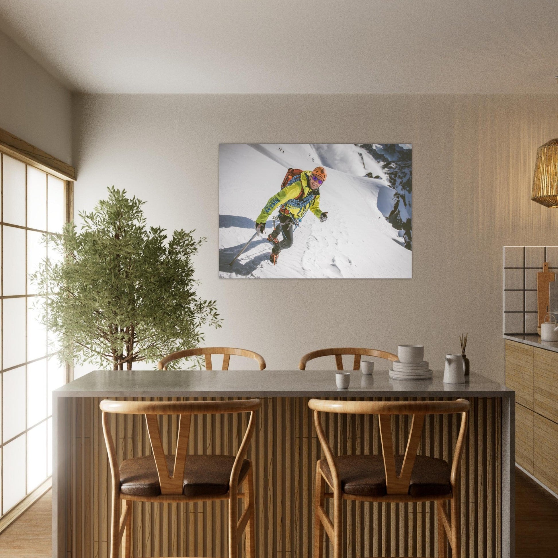 Tableau photo Photo d'Alpiniste en ascension, plateau des Rouies (Écrins) — tirage aluminium Dibond mat, fabrication française, prêt à accrocher