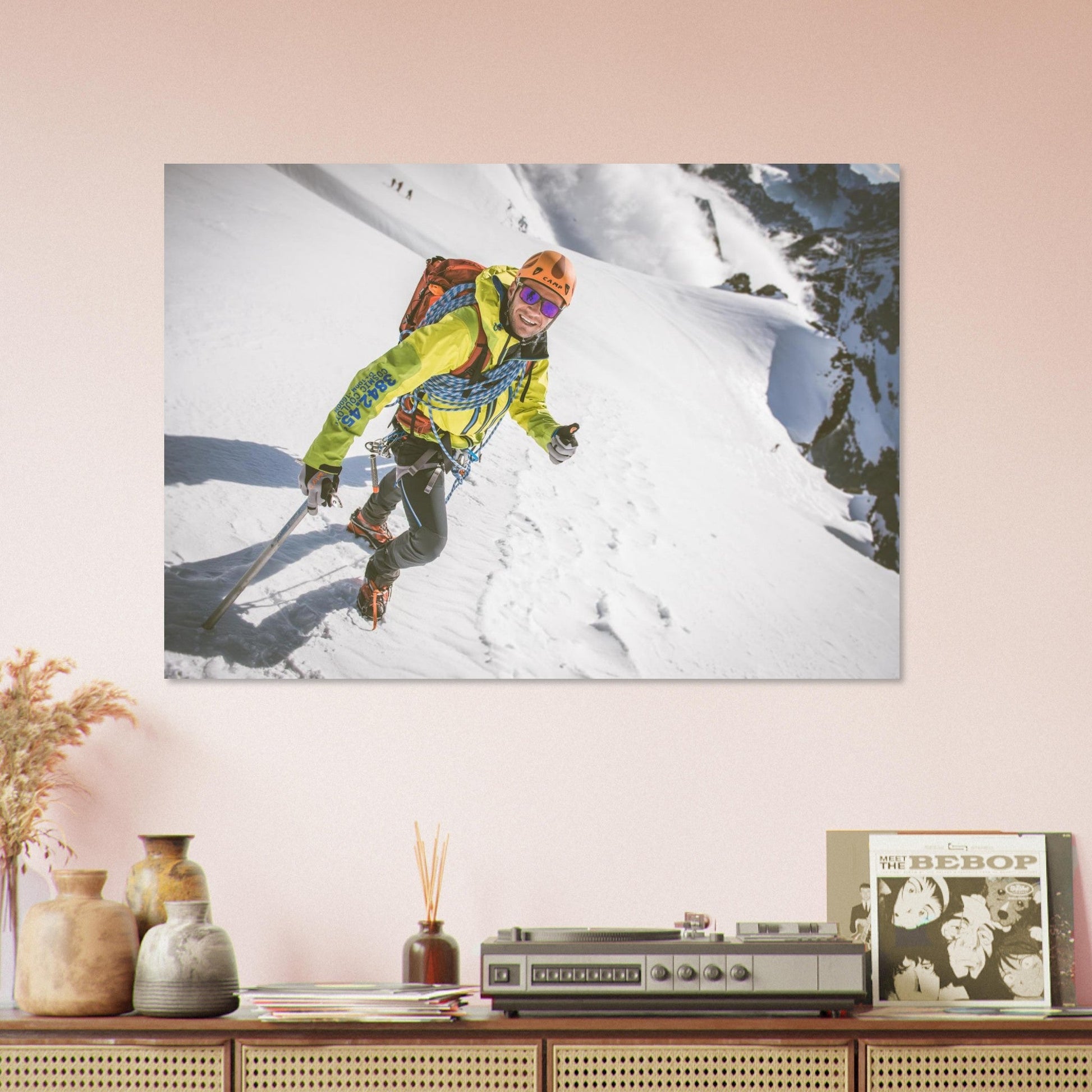 Tableau photo Photo d'Alpiniste en ascension, plateau des Rouies (Écrins) — tirage aluminium Dibond mat, fabrication française, prêt à accrocher