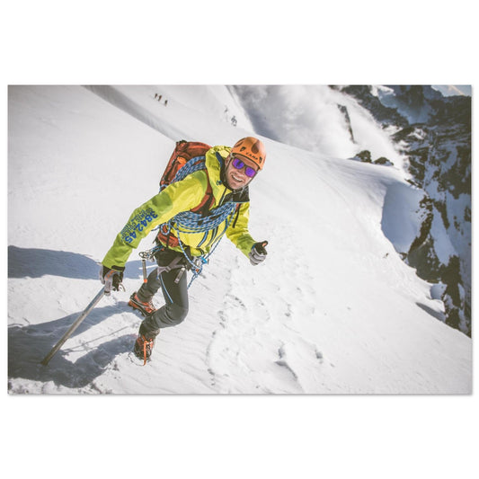 Tableau photo Photo d'Alpiniste en ascension, plateau des Rouies (Écrins) — tirage aluminium Dibond mat, fabrication française, prêt à accrocher