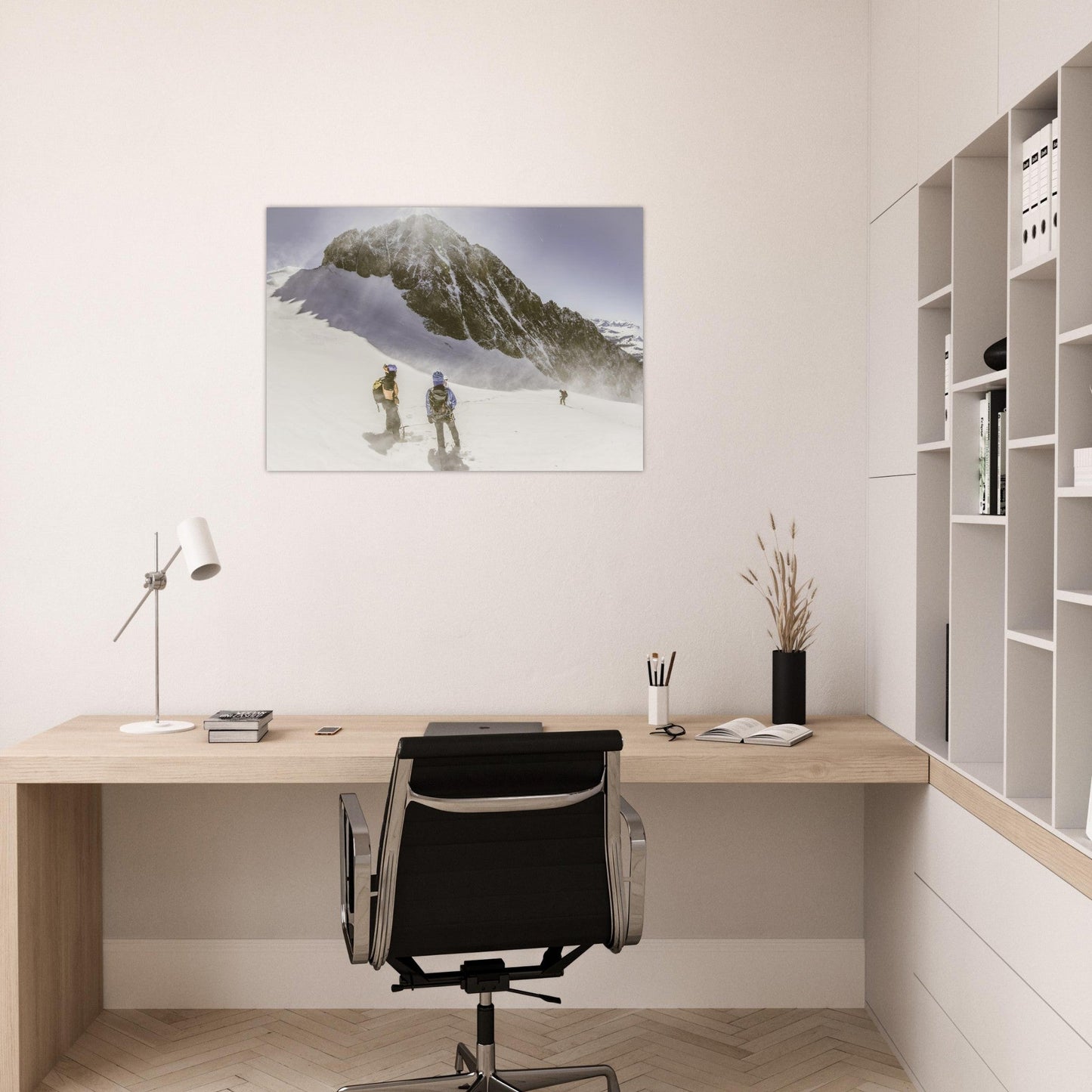 Tableau photo Photo d'Alpinistes vers le plateau des Rouies — Écrins — tirage aluminium Dibond mat, fabrication française, prêt à accrocher