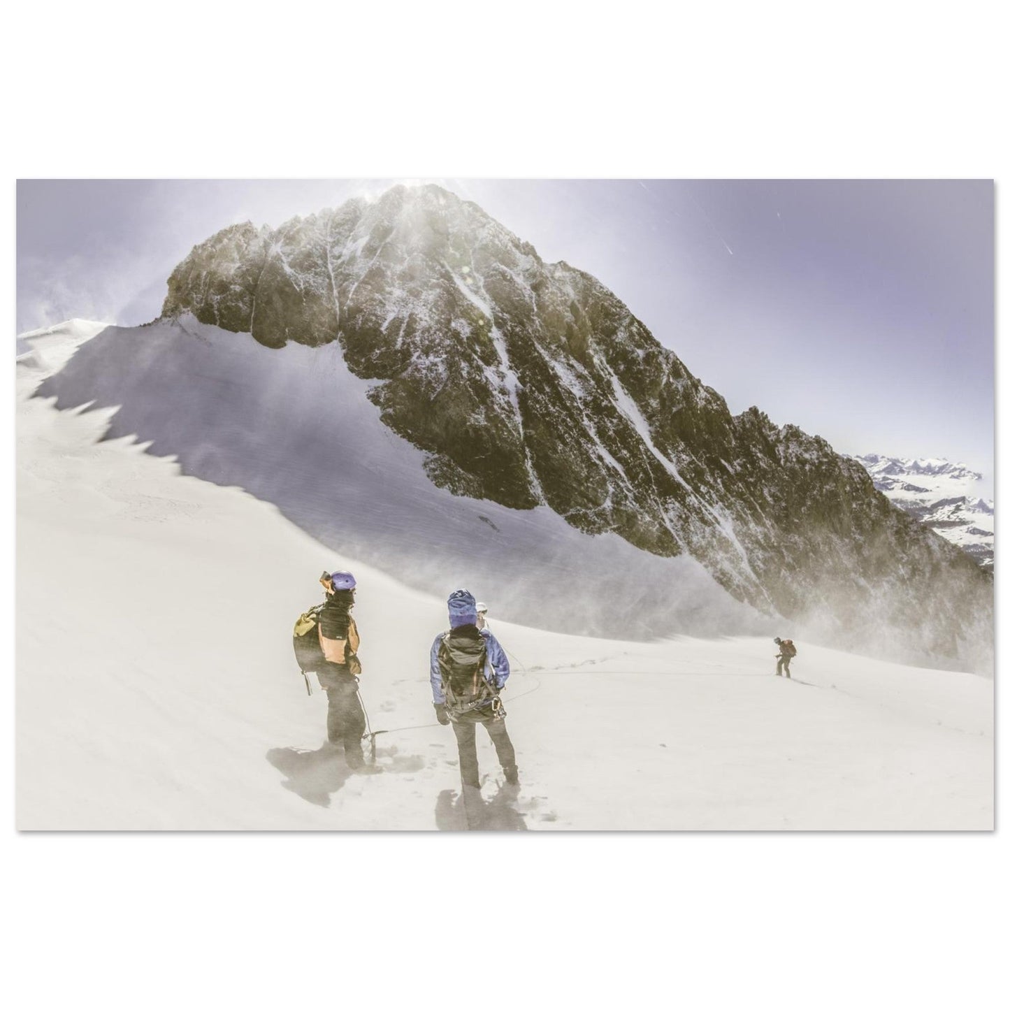 Tableau photo Photo d'Alpinistes vers le plateau des Rouies — Écrins — tirage aluminium Dibond mat, fabrication française, prêt à accrocher