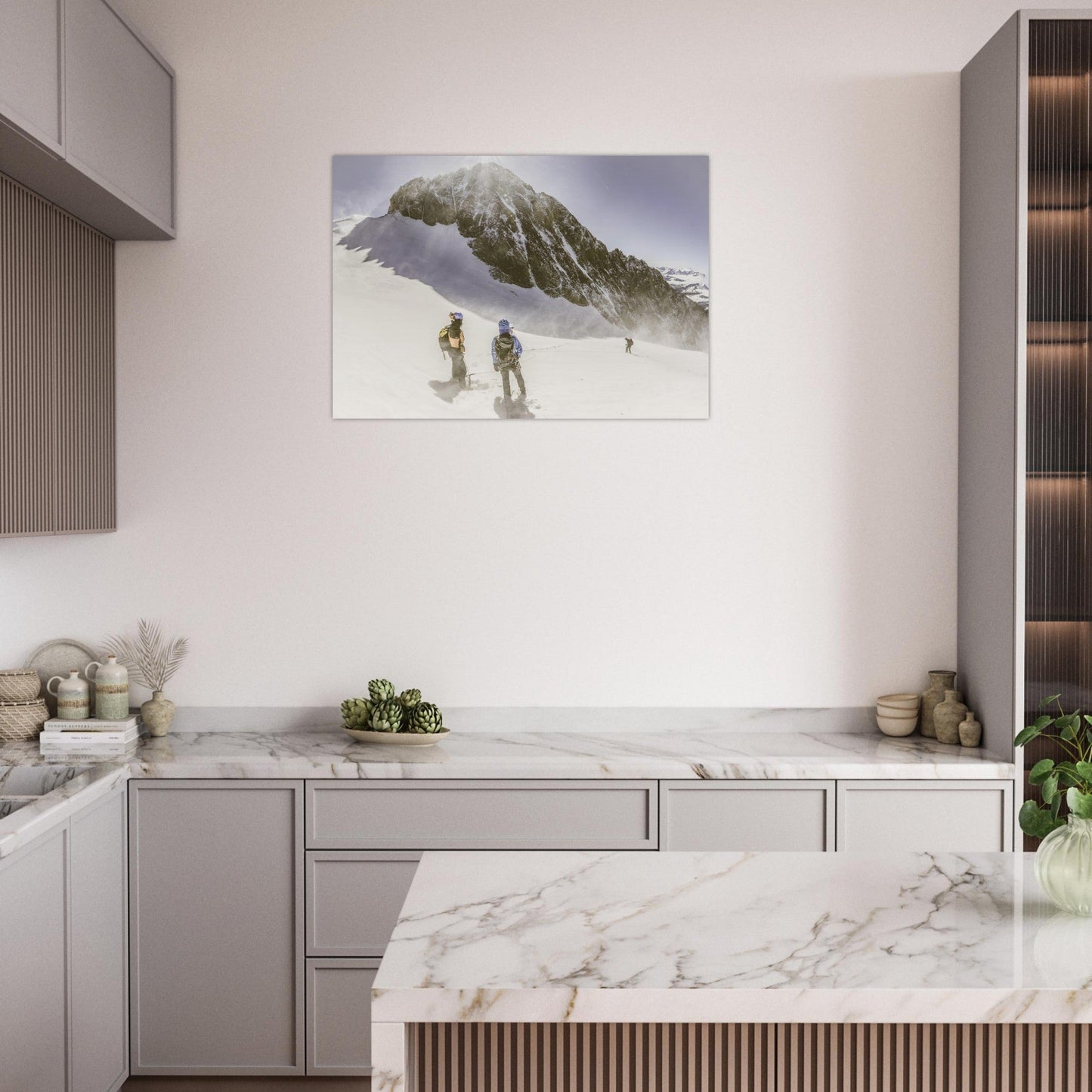 Tableau photo Photo d'Alpinistes vers le plateau des Rouies — Écrins — tirage aluminium Dibond mat, fabrication française, prêt à accrocher