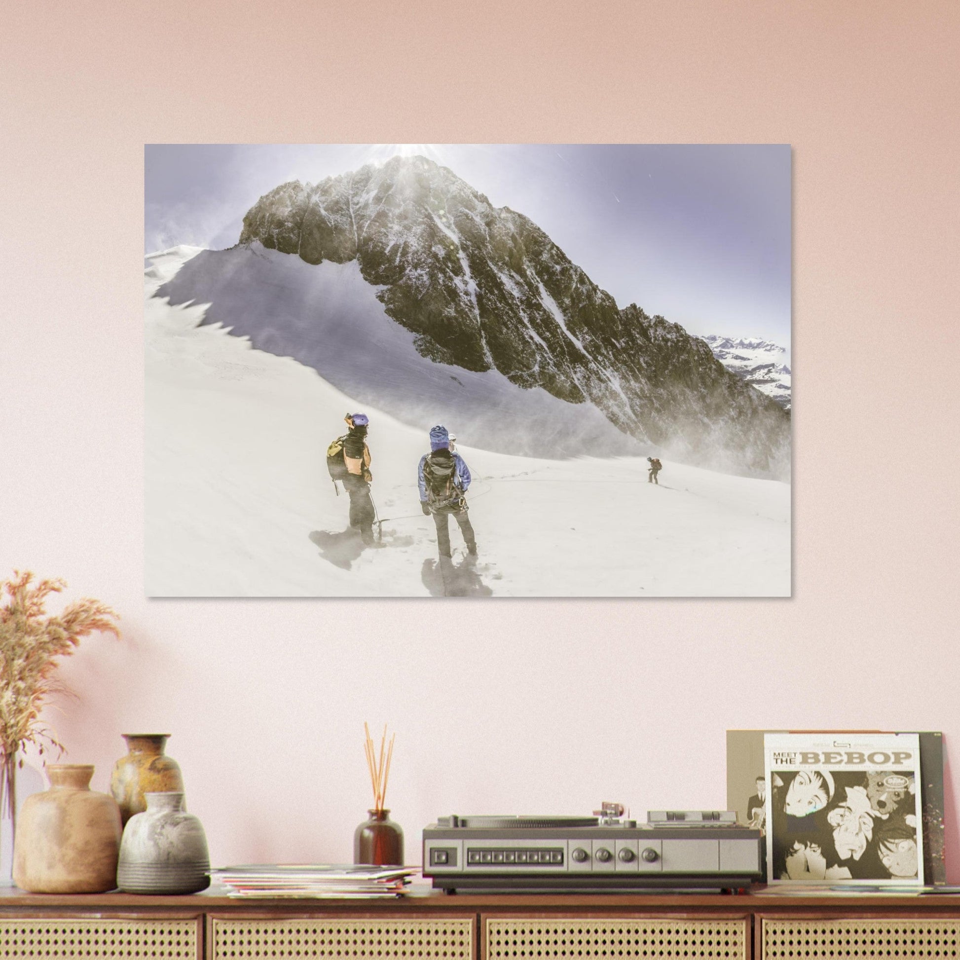 Tableau photo Photo d'Alpinistes vers le plateau des Rouies — Écrins — tirage aluminium Dibond mat, fabrication française, prêt à accrocher