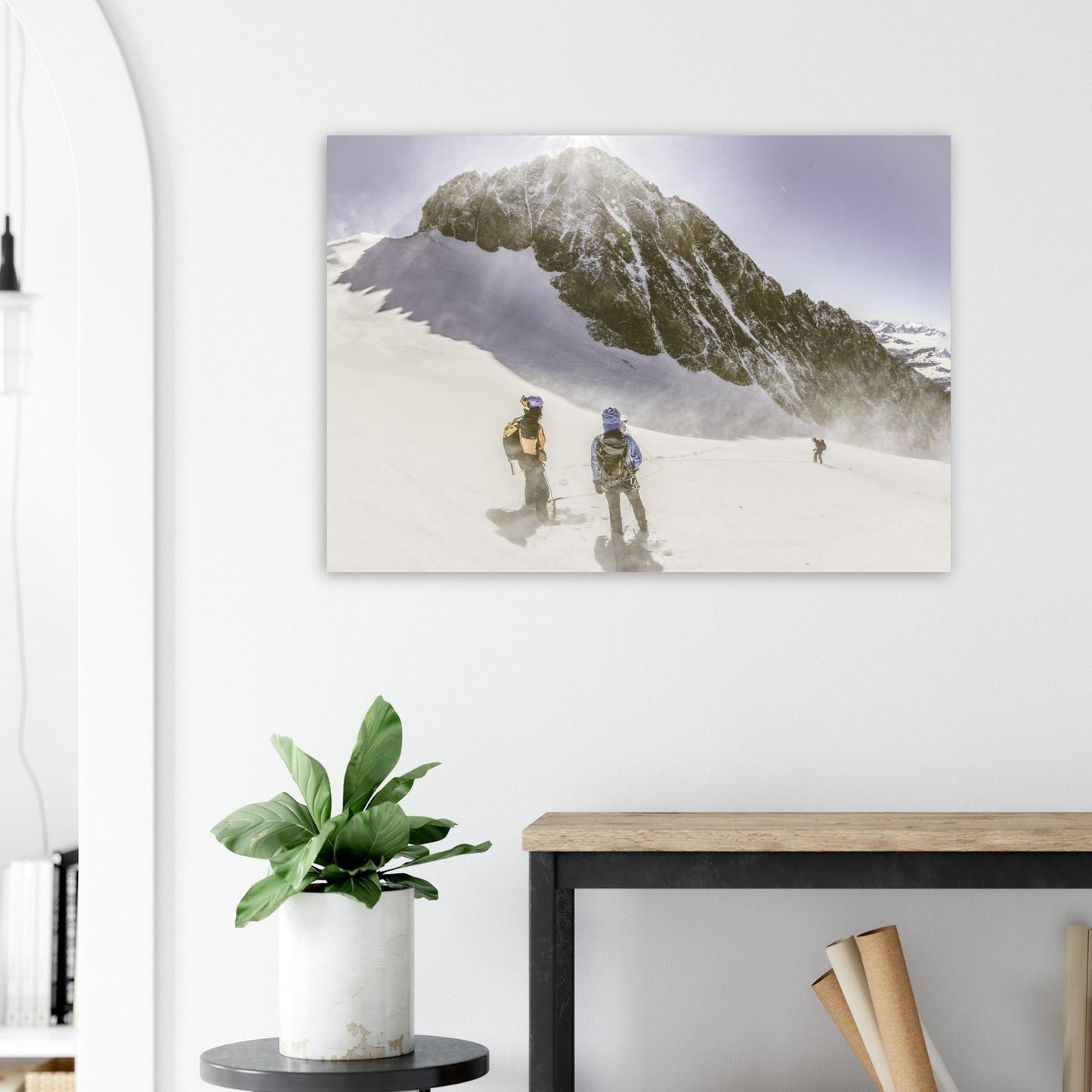 Tableau photo Photo d'Alpinistes vers le plateau des Rouies — Écrins — tirage aluminium Dibond mat, fabrication française, prêt à accrocher