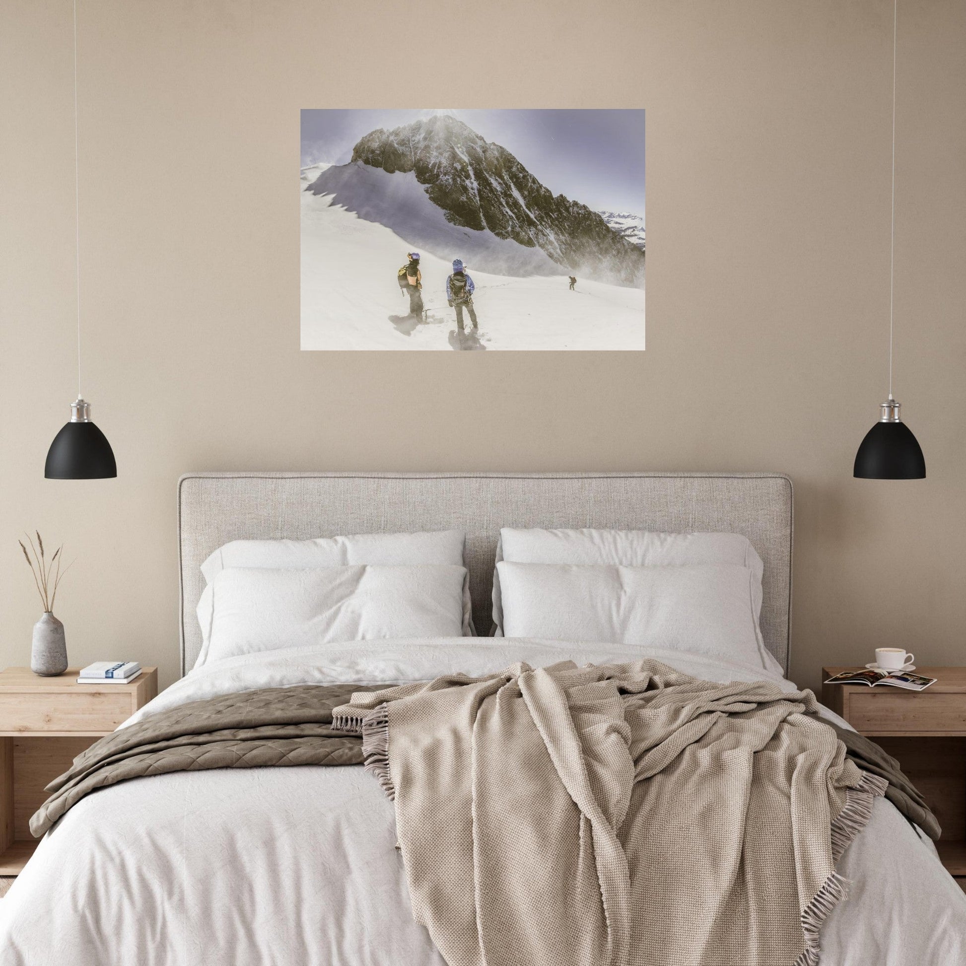 Tableau photo Photo d'Alpinistes vers le plateau des Rouies — Écrins — tirage aluminium Dibond mat, fabrication française, prêt à accrocher