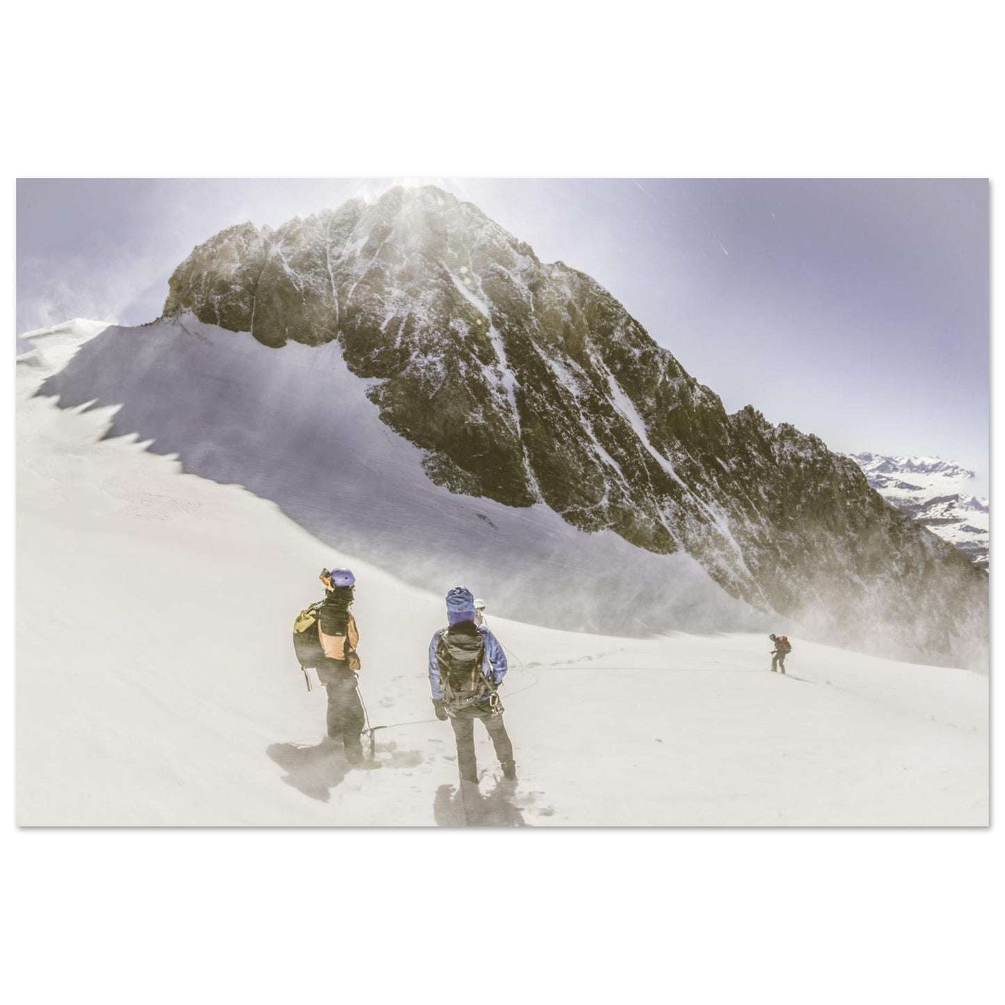 Tableau photo Photo d'Alpinistes vers le plateau des Rouies — Écrins — tirage aluminium Dibond mat, fabrication française, prêt à accrocher