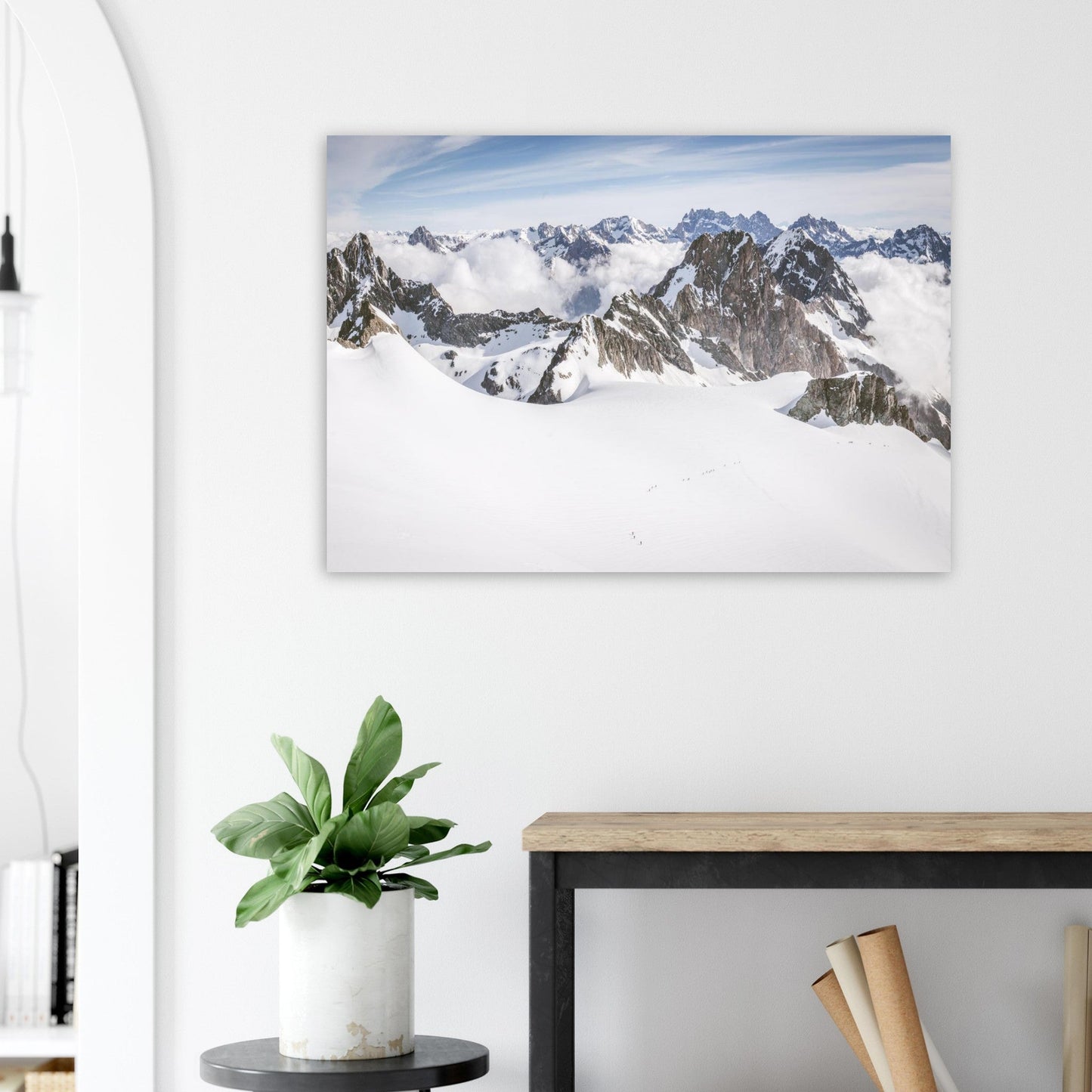 Tableau photo Photo de Cordées sur le glacier des Rouies, crêtes du Valgaudemar (Écrins) — tirage aluminium Dibond mat, fabrication française, prêt à accrocher