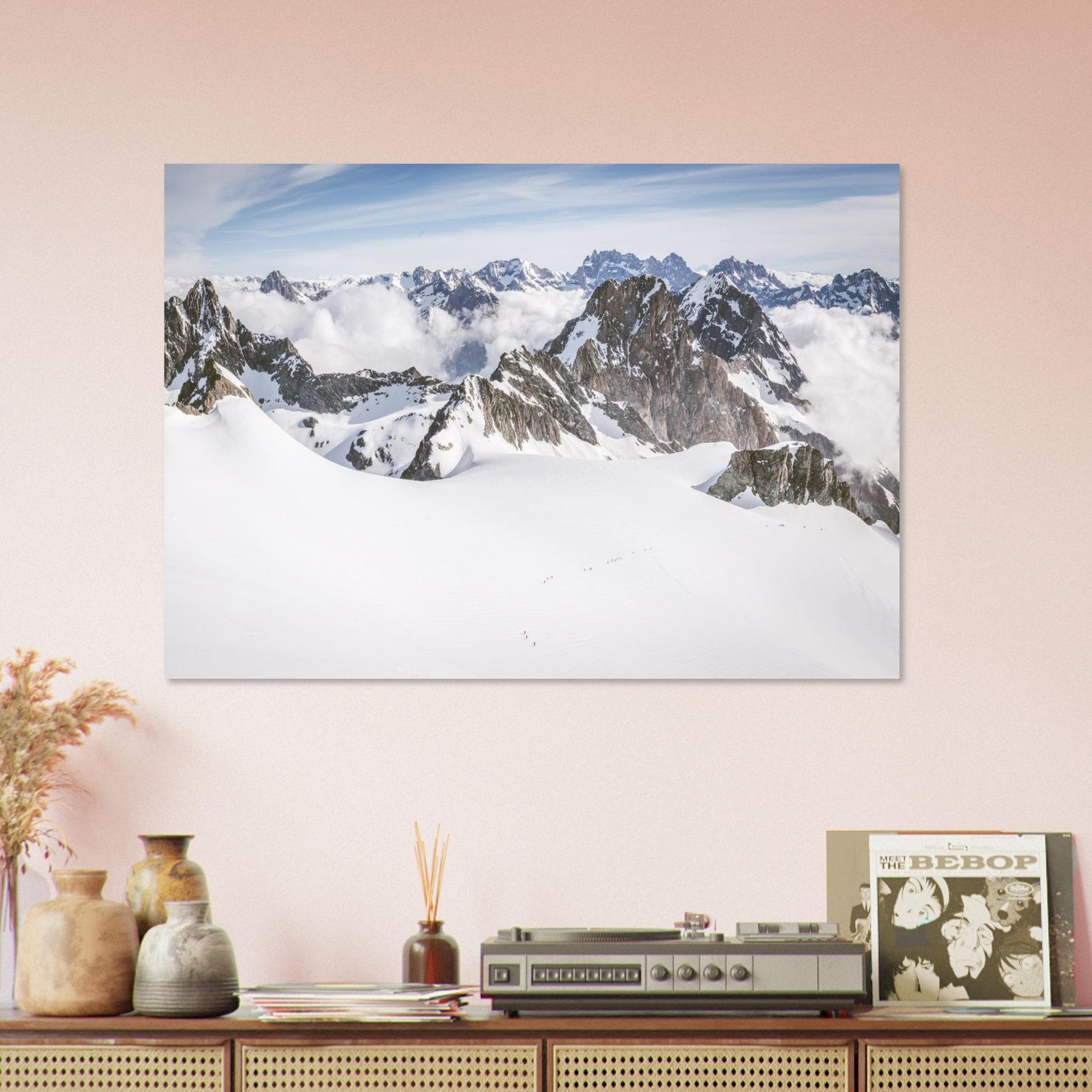 Tableau photo Photo de Cordées sur le glacier des Rouies, crêtes du Valgaudemar (Écrins) — tirage aluminium Dibond mat, fabrication française, prêt à accrocher