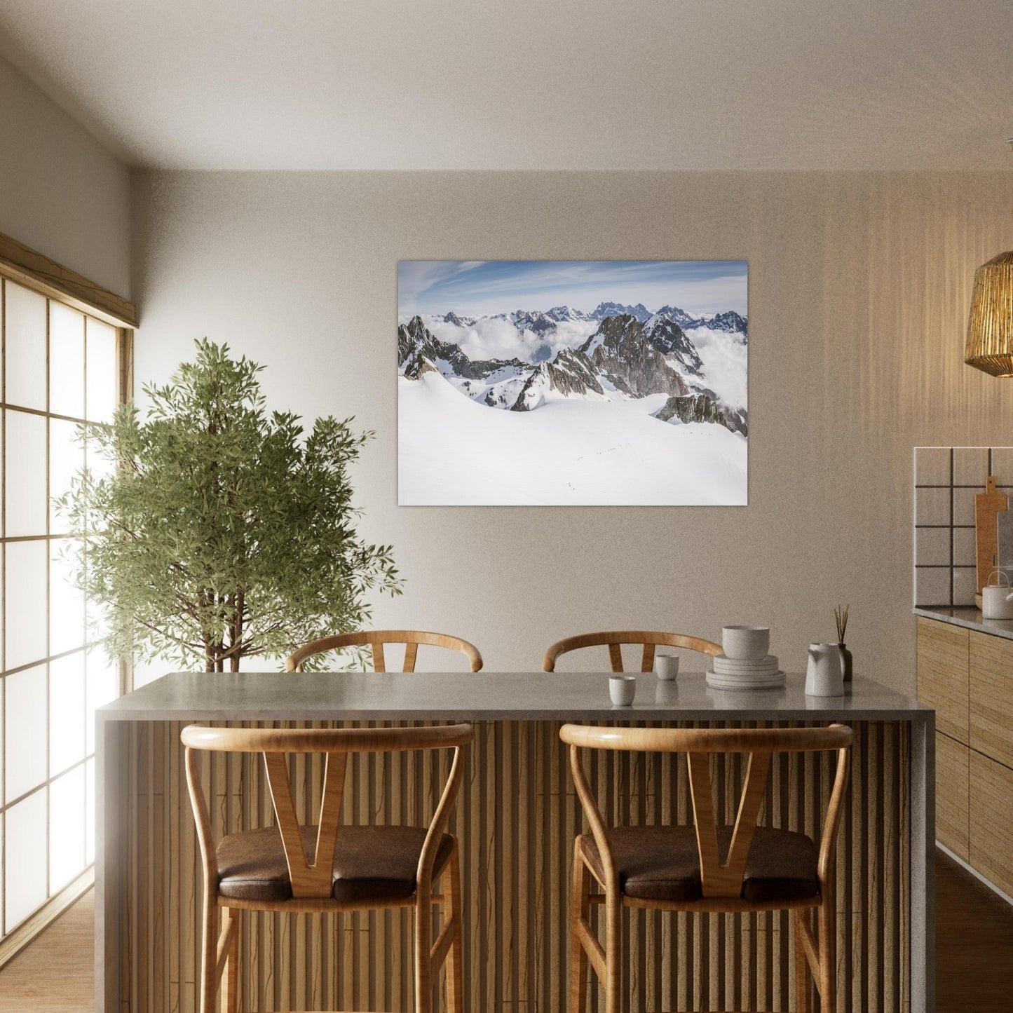 Tableau photo Photo de Cordées sur le glacier des Rouies, crêtes du Valgaudemar (Écrins) — tirage aluminium Dibond mat, fabrication française, prêt à accrocher