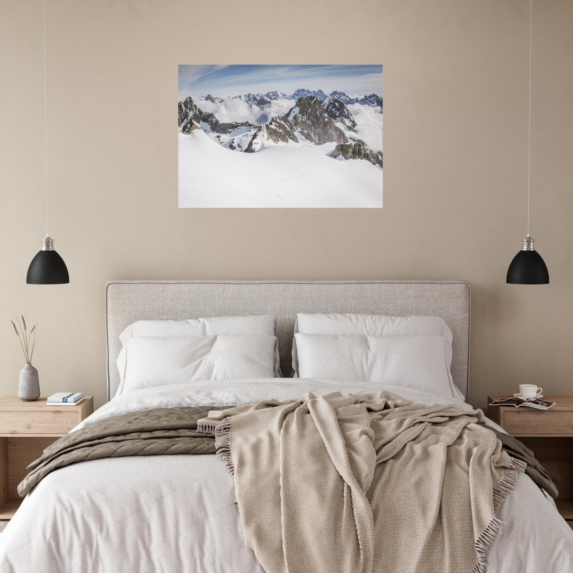 Tableau photo Photo de Cordées sur le glacier des Rouies, crêtes du Valgaudemar (Écrins) — tirage aluminium Dibond mat, fabrication française, prêt à accrocher