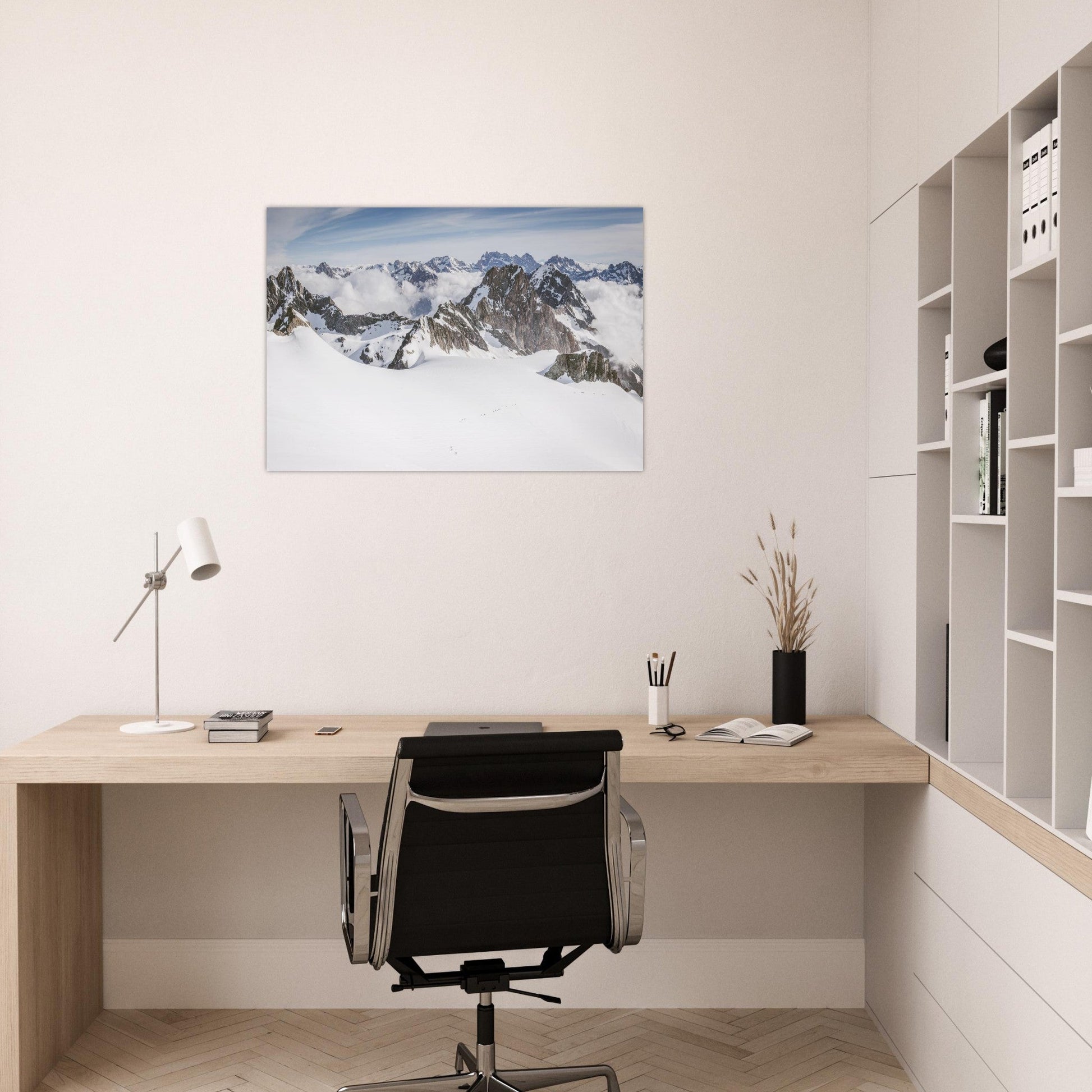 Tableau photo Photo de Cordées sur le glacier des Rouies, crêtes du Valgaudemar (Écrins) — tirage aluminium Dibond mat, fabrication française, prêt à accrocher