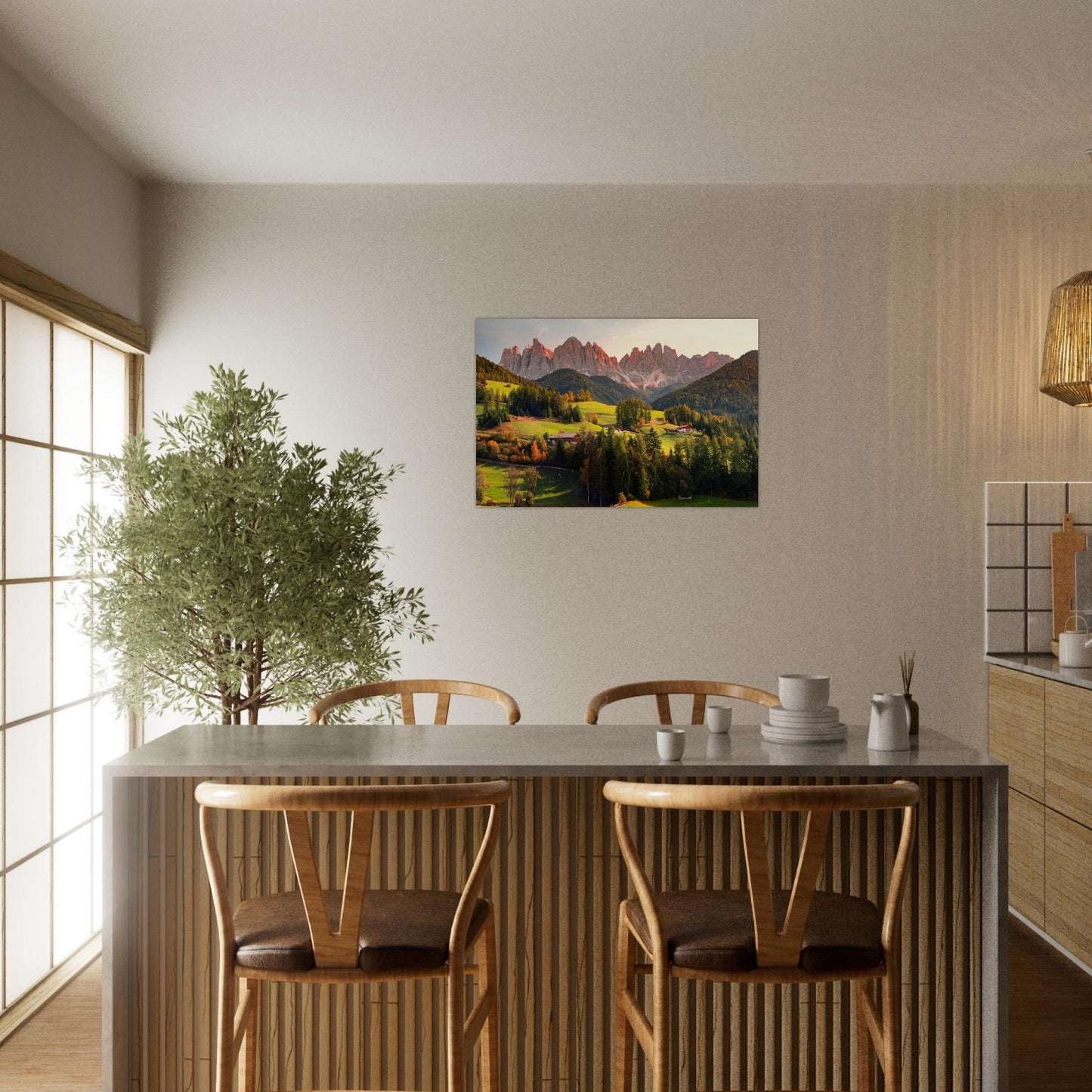 Tableau photo Photo de Funes, Trentin - Haut - Adige, Italie 1 — tirage aluminium Dibond mat, fabrication française, prêt à accrocher