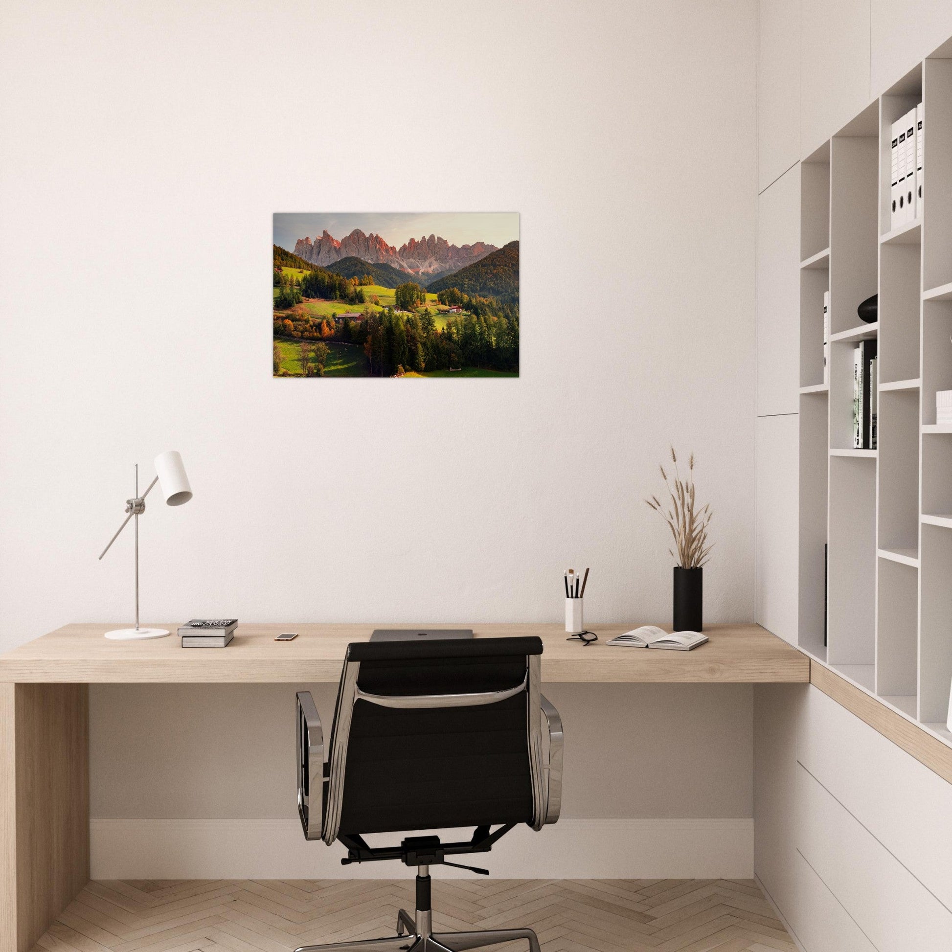 Tableau photo Photo de Funes, Trentin - Haut - Adige, Italie 1 — tirage aluminium Dibond mat, fabrication française, prêt à accrocher