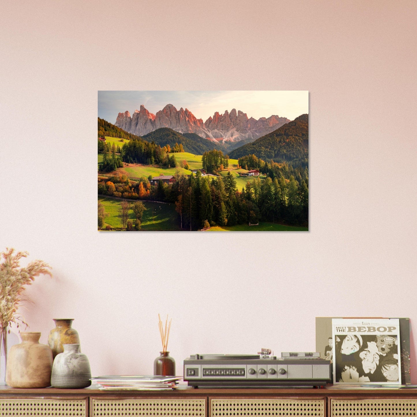 Tableau photo Photo de Funes, Trentin - Haut - Adige, Italie 1 — tirage aluminium Dibond mat, fabrication française, prêt à accrocher