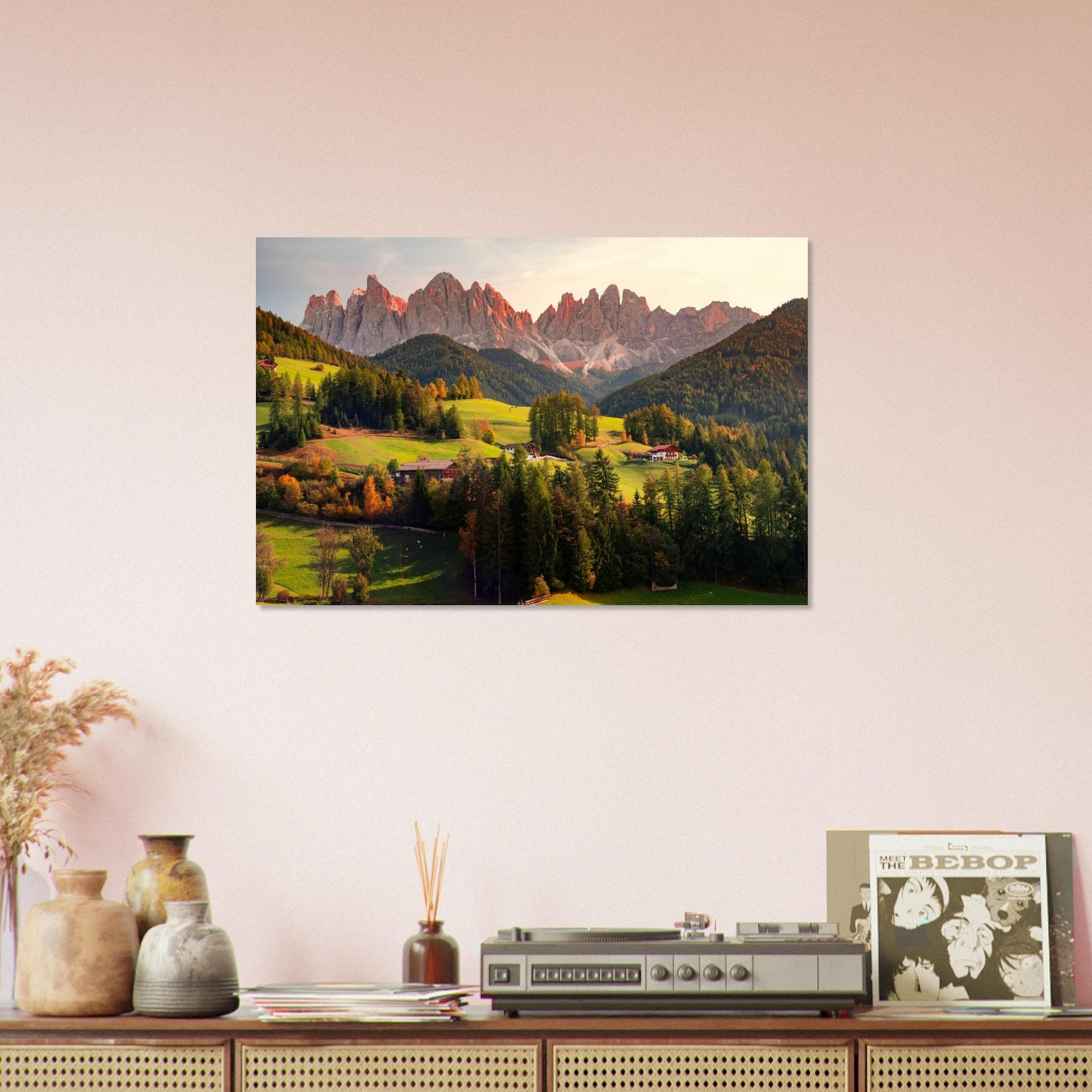 Tableau photo Photo de Funes, Trentin - Haut - Adige, Italie 1 — tirage aluminium Dibond mat, fabrication française, prêt à accrocher