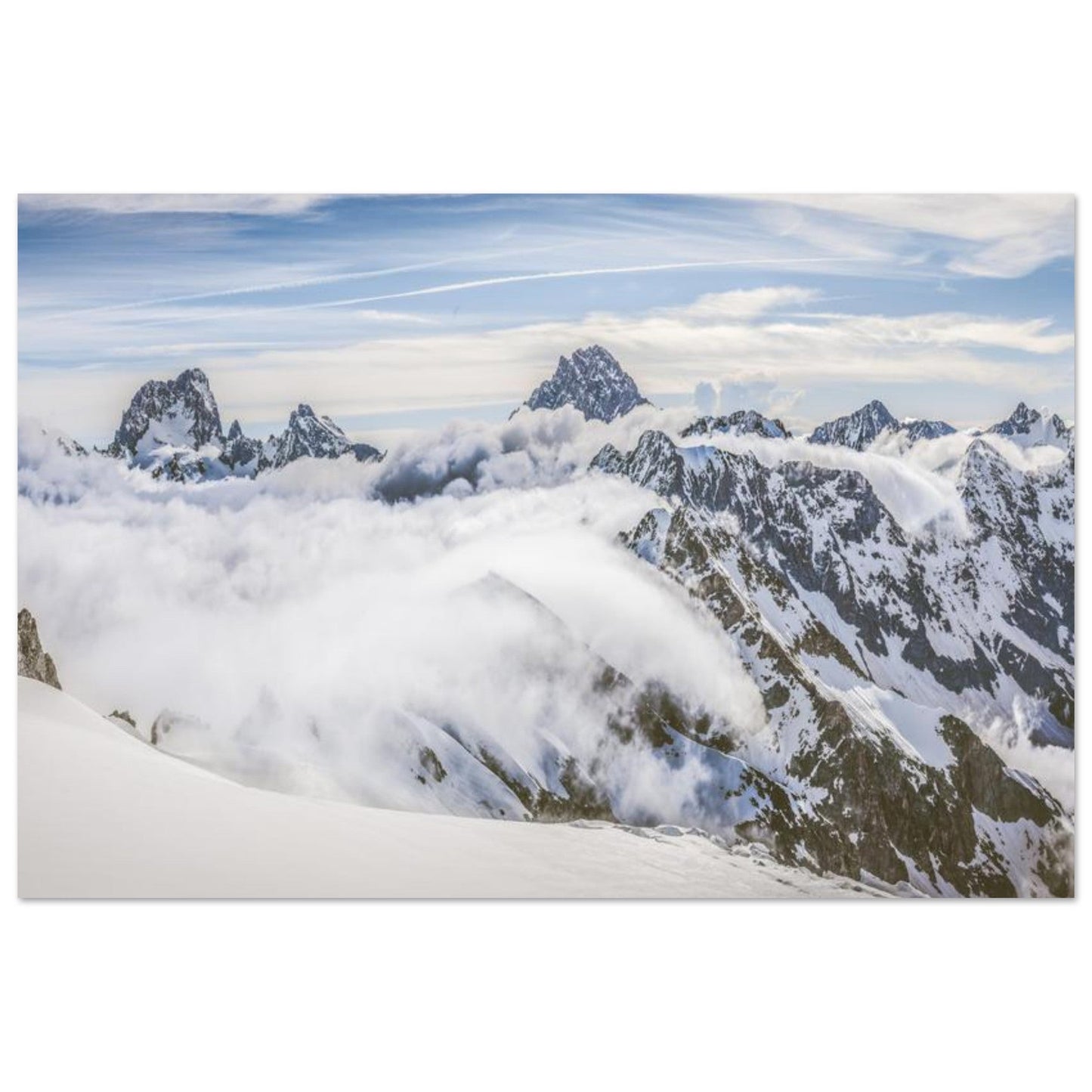 Tableau photo Photo de la Crêtes des Écrins — mer de nuages (plateau des Rouies) — tirage aluminium Dibond mat, fabrication française, prêt à accrocher