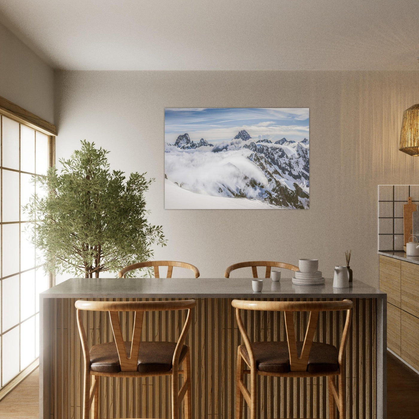 Simulation d’un tableau AluArtMountains dans un intérieur