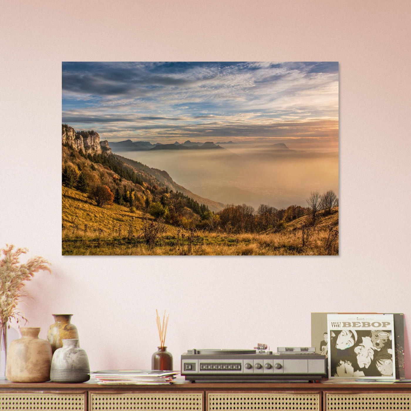Simulation d’un tableau AluArtMountains dans un intérieur