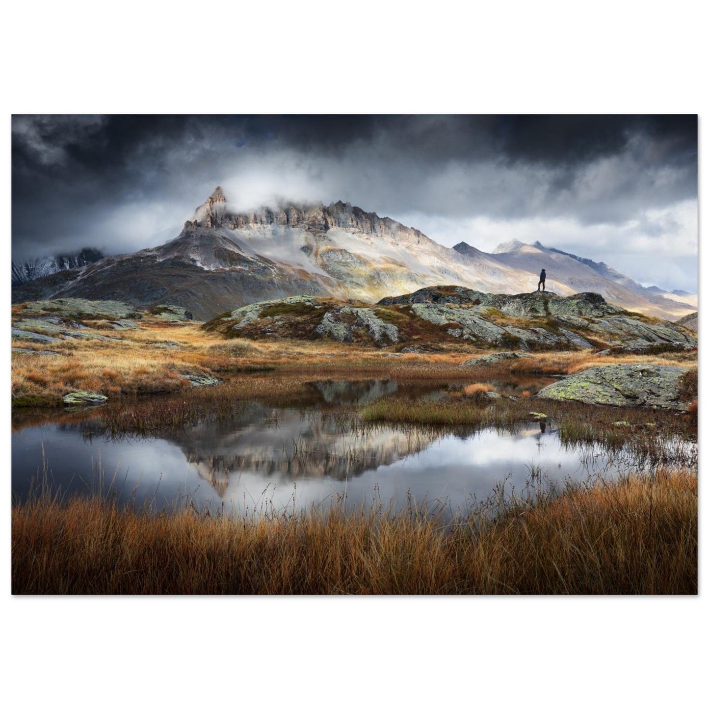 Tableau photo Photo de la Dent Parrachée – Orage d’automne en Vanoise — tirage aluminium Dibond mat, fabrication française, prêt à accrocher