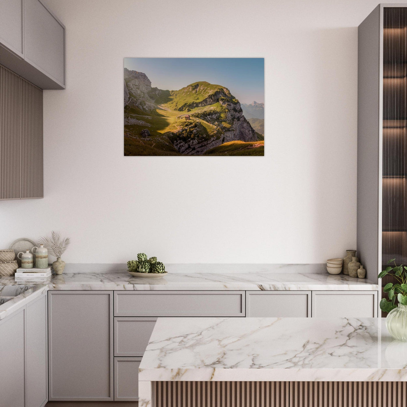 Simulation d’un tableau AluArtMountains dans un intérieur