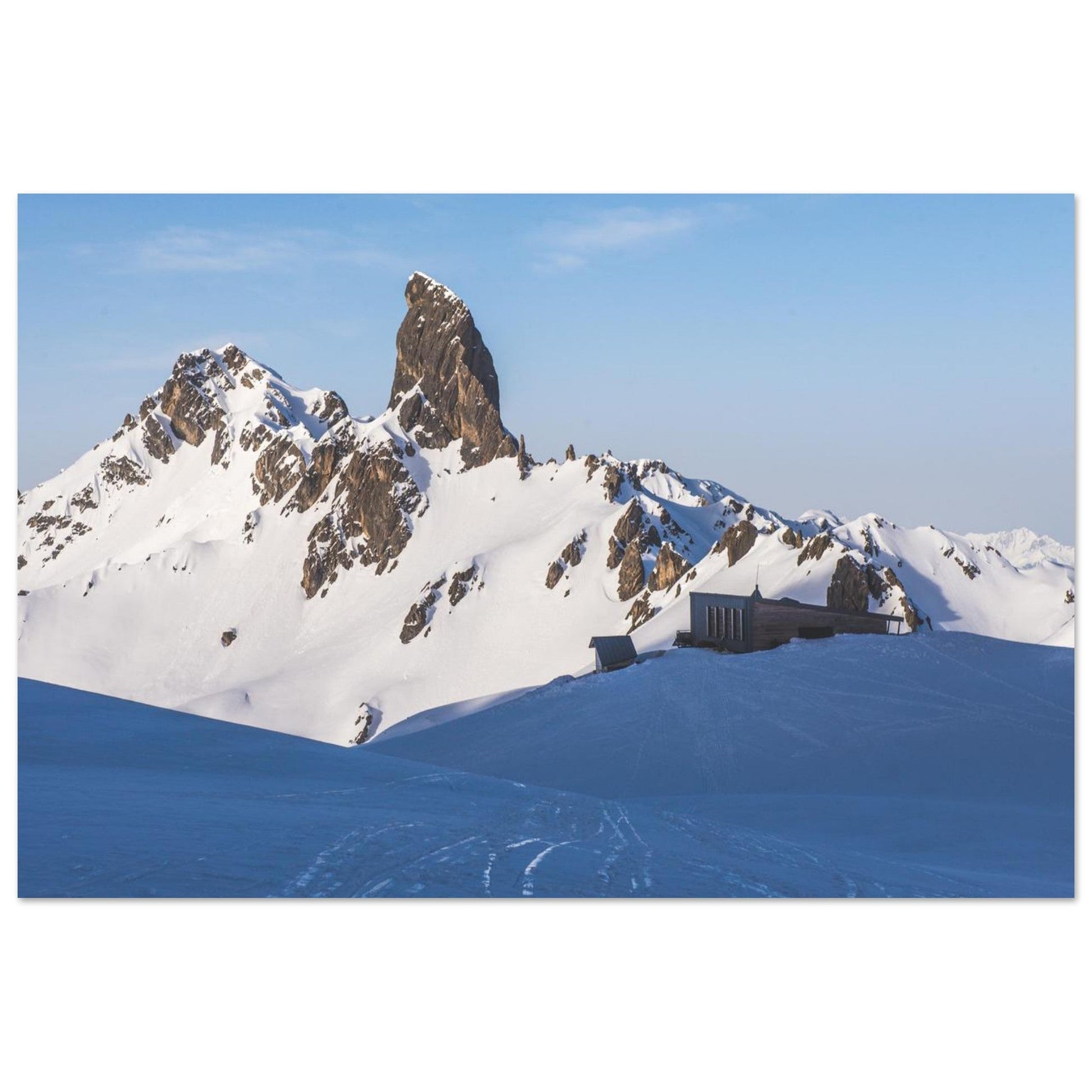 Tableau photo Photo de la Pierra Menta & refuge — Beaufortain (Savoie) — tirage aluminium Dibond mat, fabrication française, prêt à accrocher