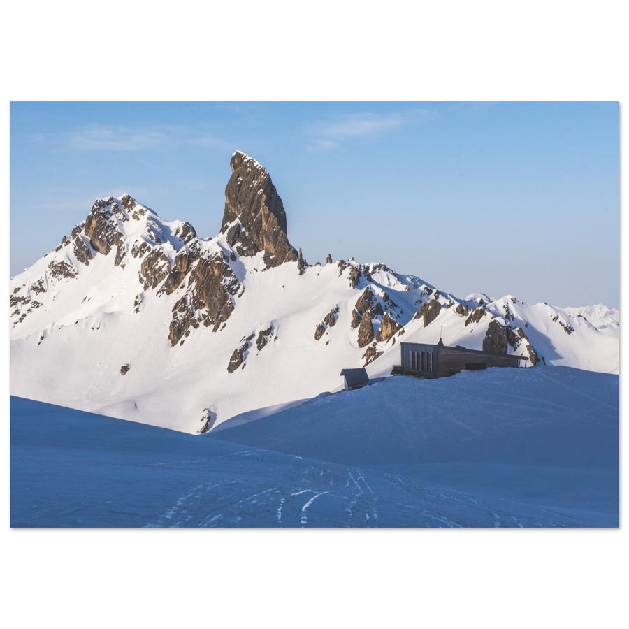 Tableau photo sur aluminium Dibond : La Pierra Menta et refuge — Beaufortain (Savoie)