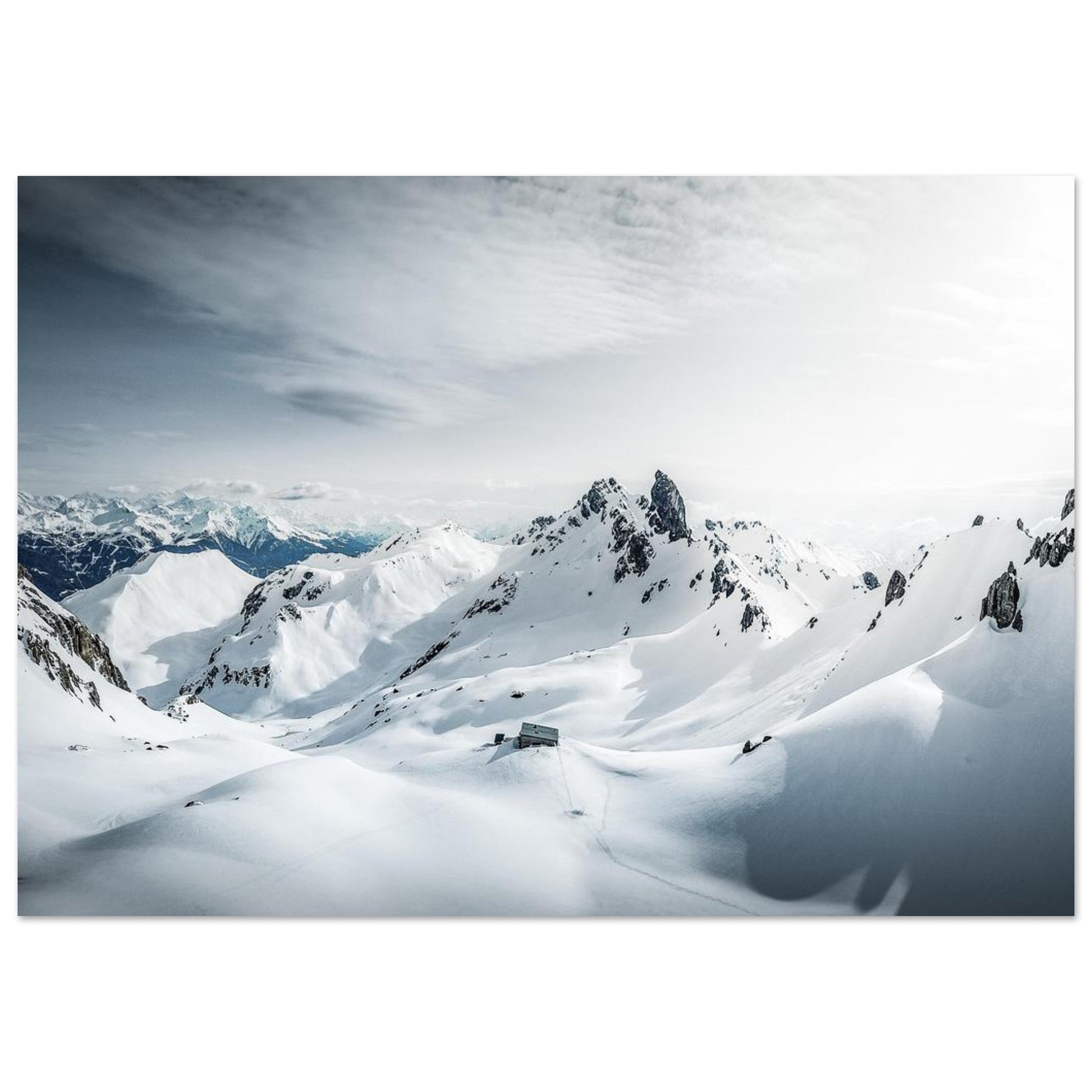 Tableau photo de la Pierra Menta — refuge de Presset sur aluminium Dibond mat, format 70 × 100 cm