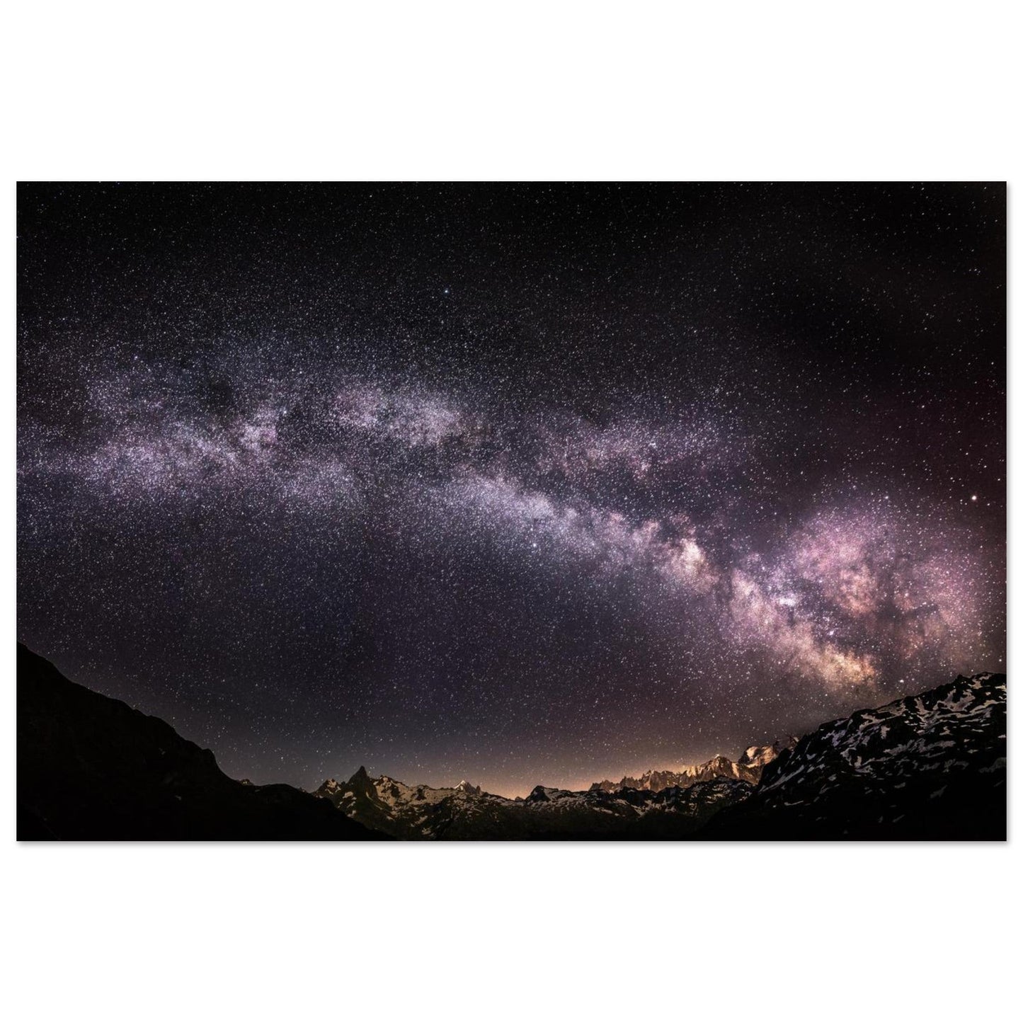 Tableau photo Photo de la Voie lactée — Mont Blanc & sommets alpins — tirage aluminium Dibond mat, fabrication française, prêt à accrocher