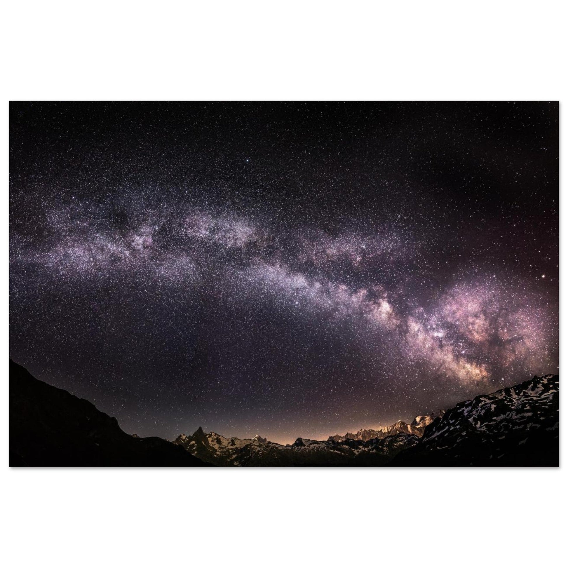 Tableau photo Photo de la Voie lactée — Mont Blanc & sommets alpins — tirage aluminium Dibond mat, fabrication française, prêt à accrocher