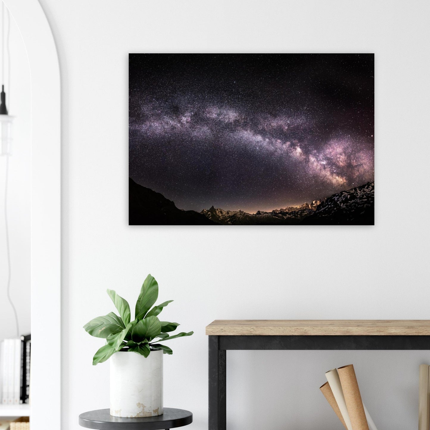 Tableau photo Photo de la Voie lactée — Mont Blanc & sommets alpins — tirage aluminium Dibond mat, fabrication française, prêt à accrocher