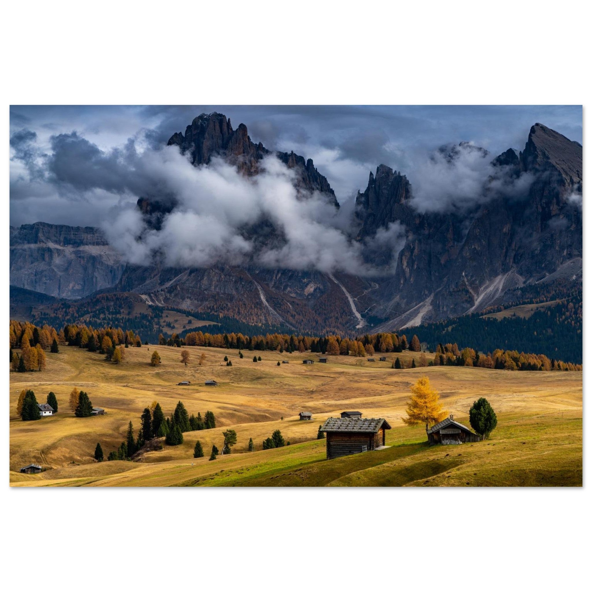 Tableau photo des Dolomites au mur d’un salon moderne