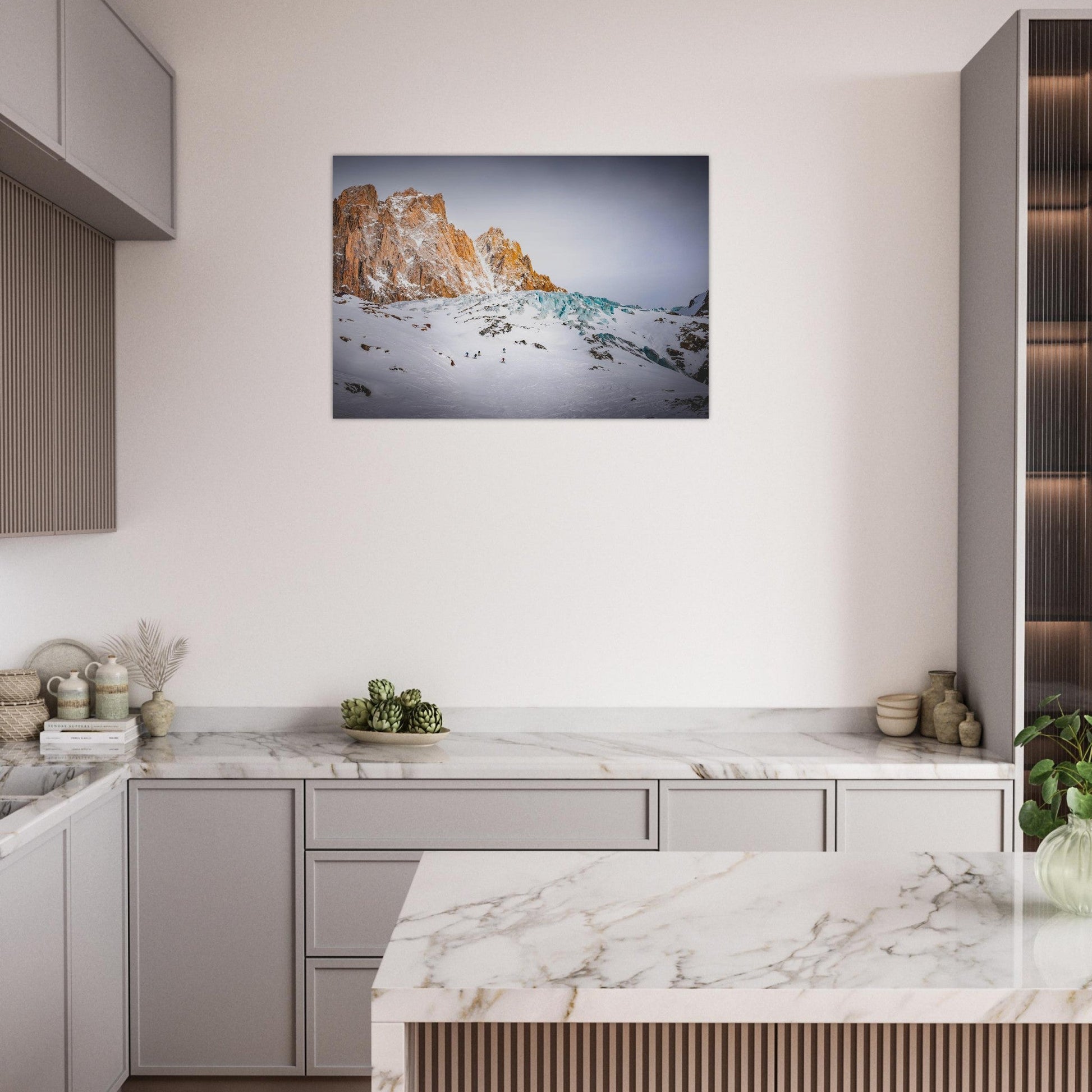 Tableau photo Photo de Séracs du Talèfre — Moine, Nonne & Évêque (Mont - Blanc) — tirage aluminium Dibond mat, fabrication française, prêt à accrocher