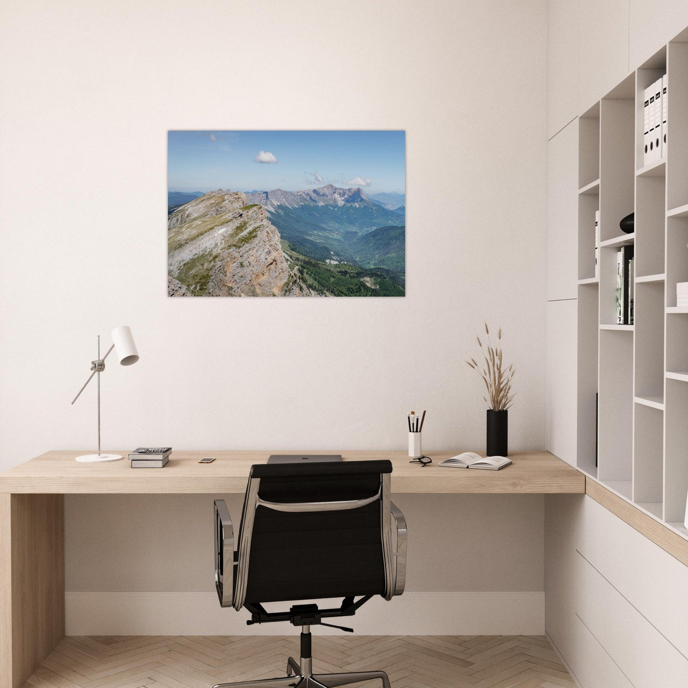 Simulation d’un tableau AluArtMountains dans un intérieur