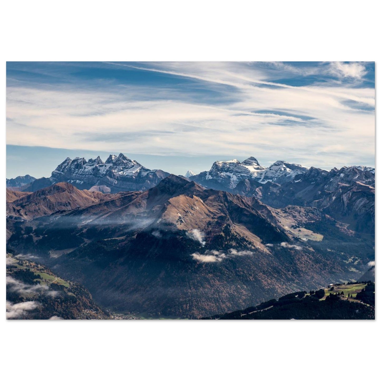 Tableau photo Photo du Chablais — Mont de Grange, Dents du Midi & Diablerets — tirage aluminium Dibond mat, fabrication française, prêt à accrocher