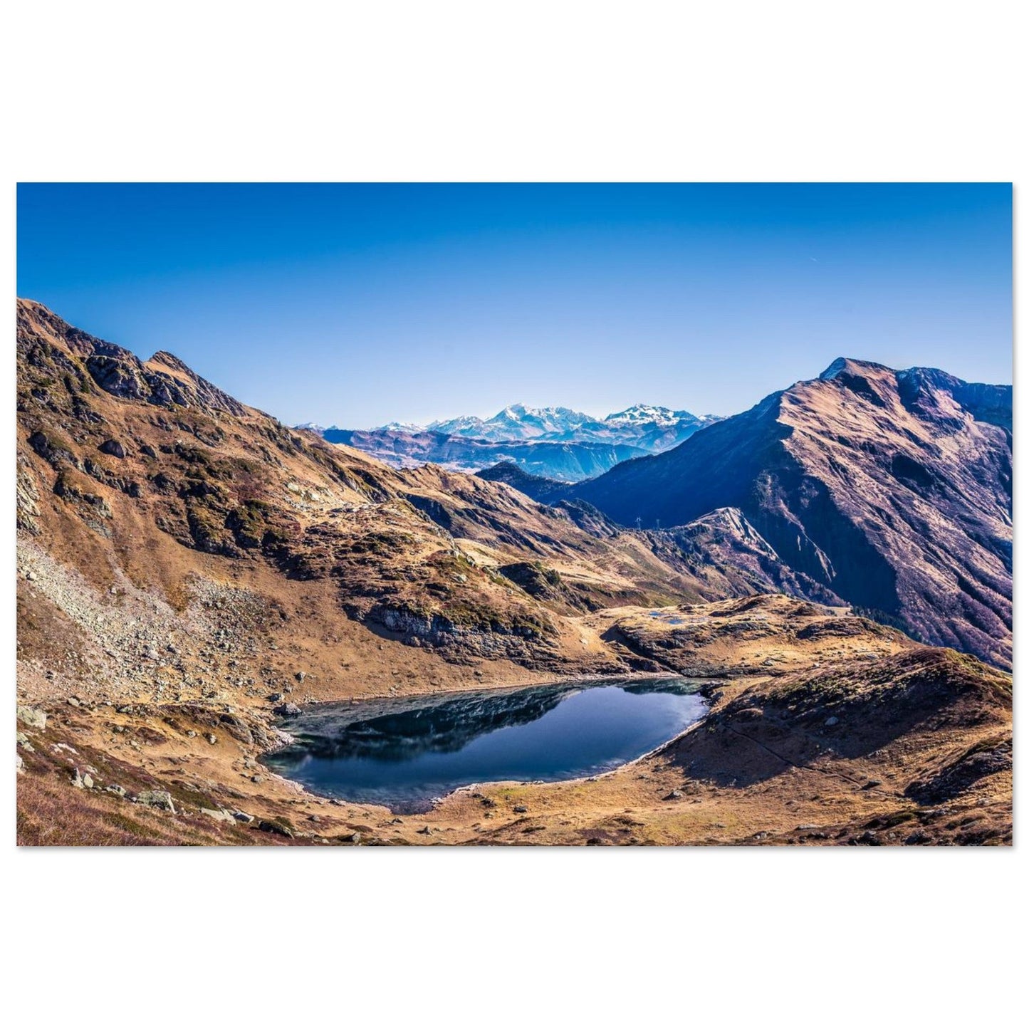 Tableau photo Photo du Grand Arc — lac & Mont - Blanc (Savoie) — tirage aluminium Dibond mat, fabrication française, prêt à accrocher