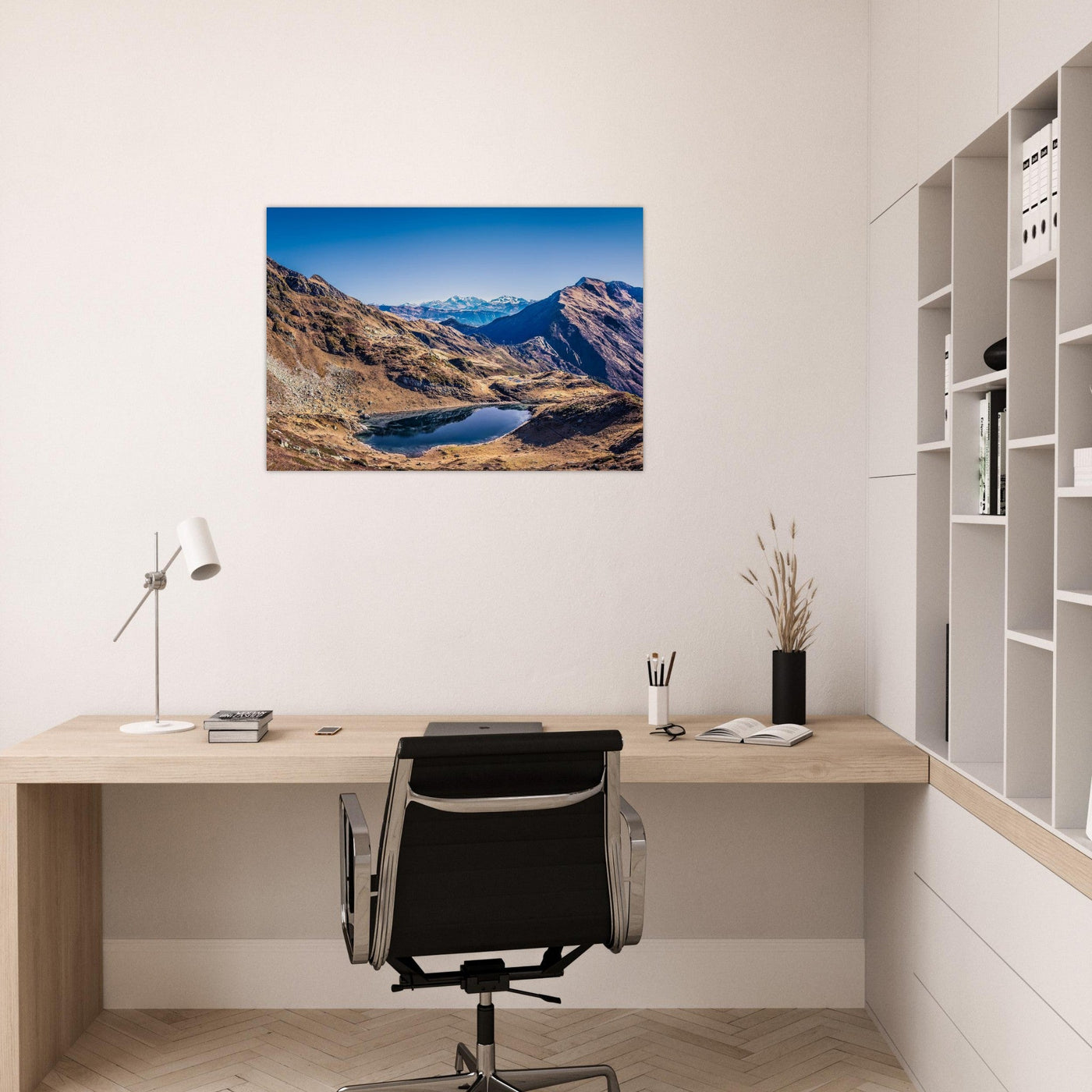 Simulation d’un tableau AluArtMountains dans un intérieur