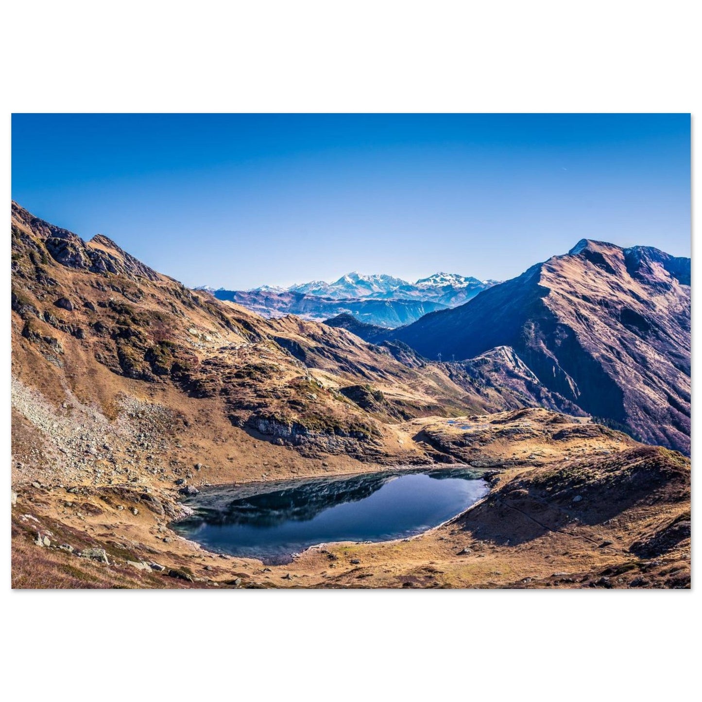 Tableau photo Photo du Grand Arc — lac & Mont - Blanc (Savoie) — tirage aluminium Dibond mat, fabrication française, prêt à accrocher