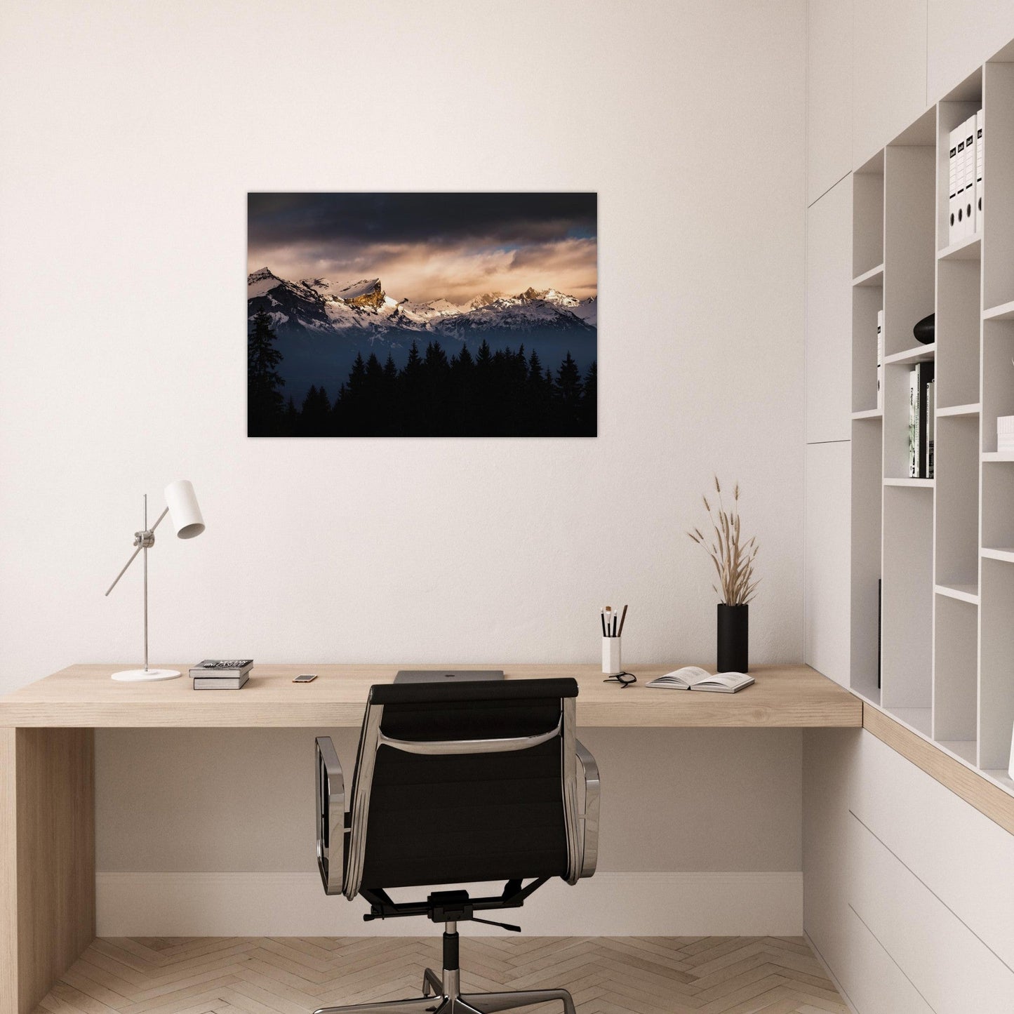 Tableau photo Photo du Massif des Fiz & Aiguille de Varan au couchant — tirage aluminium Dibond mat, fabrication française, prêt à accrocher