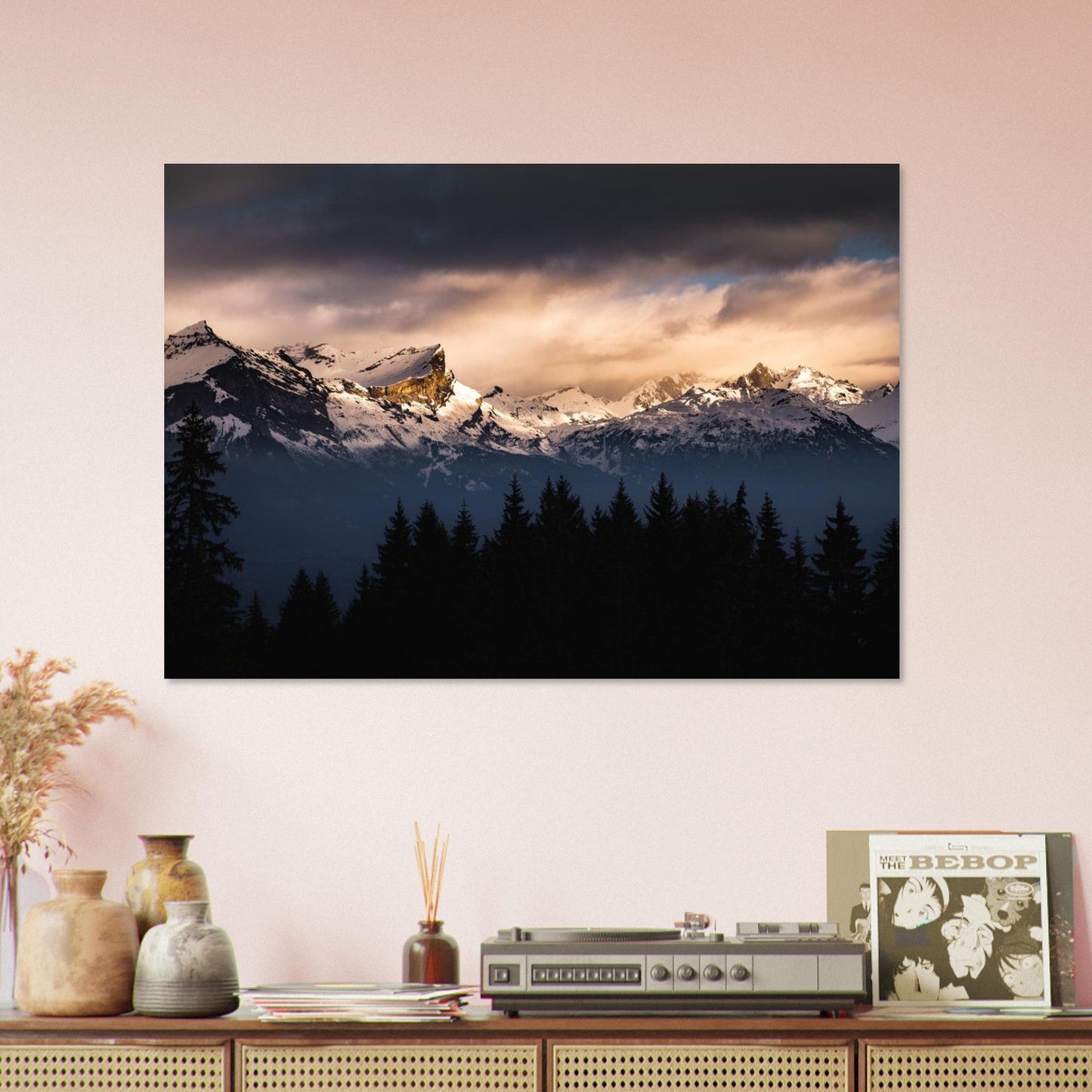 Tableau photo Photo du Massif des Fiz & Aiguille de Varan au couchant — tirage aluminium Dibond mat, fabrication française, prêt à accrocher