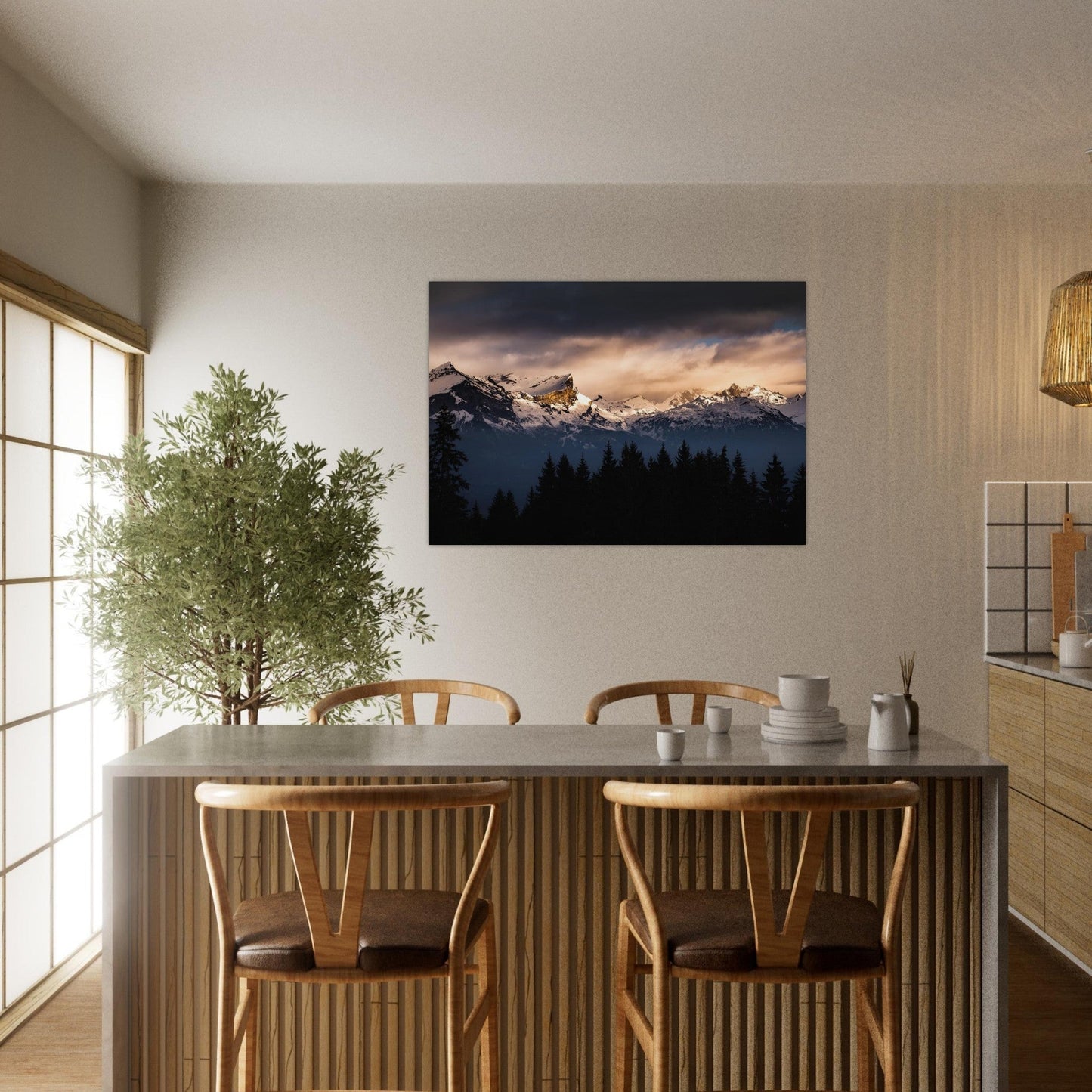 Tableau photo Photo du Massif des Fiz & Aiguille de Varan au couchant — tirage aluminium Dibond mat, fabrication française, prêt à accrocher