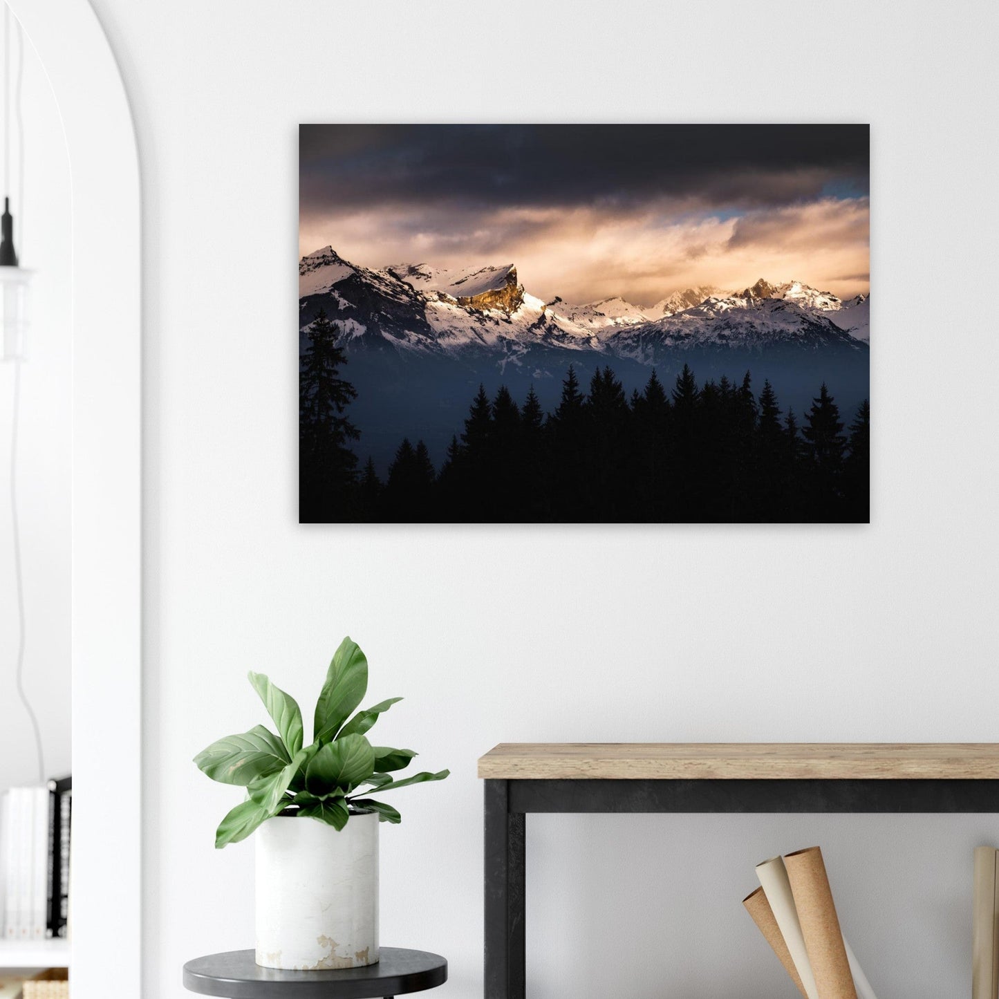 Tableau photo Photo du Massif des Fiz & Aiguille de Varan au couchant — tirage aluminium Dibond mat, fabrication française, prêt à accrocher