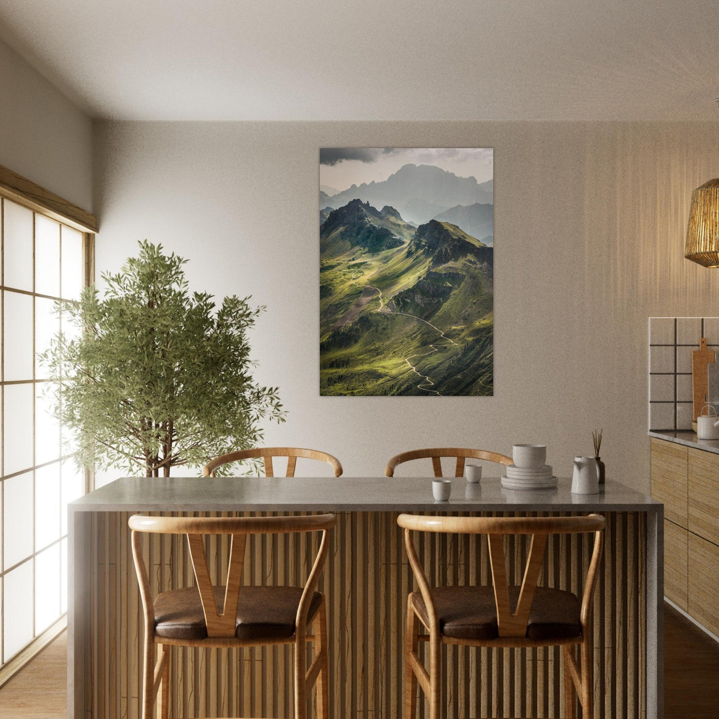 Simulation d’un tableau AluArtMountains dans un intérieur