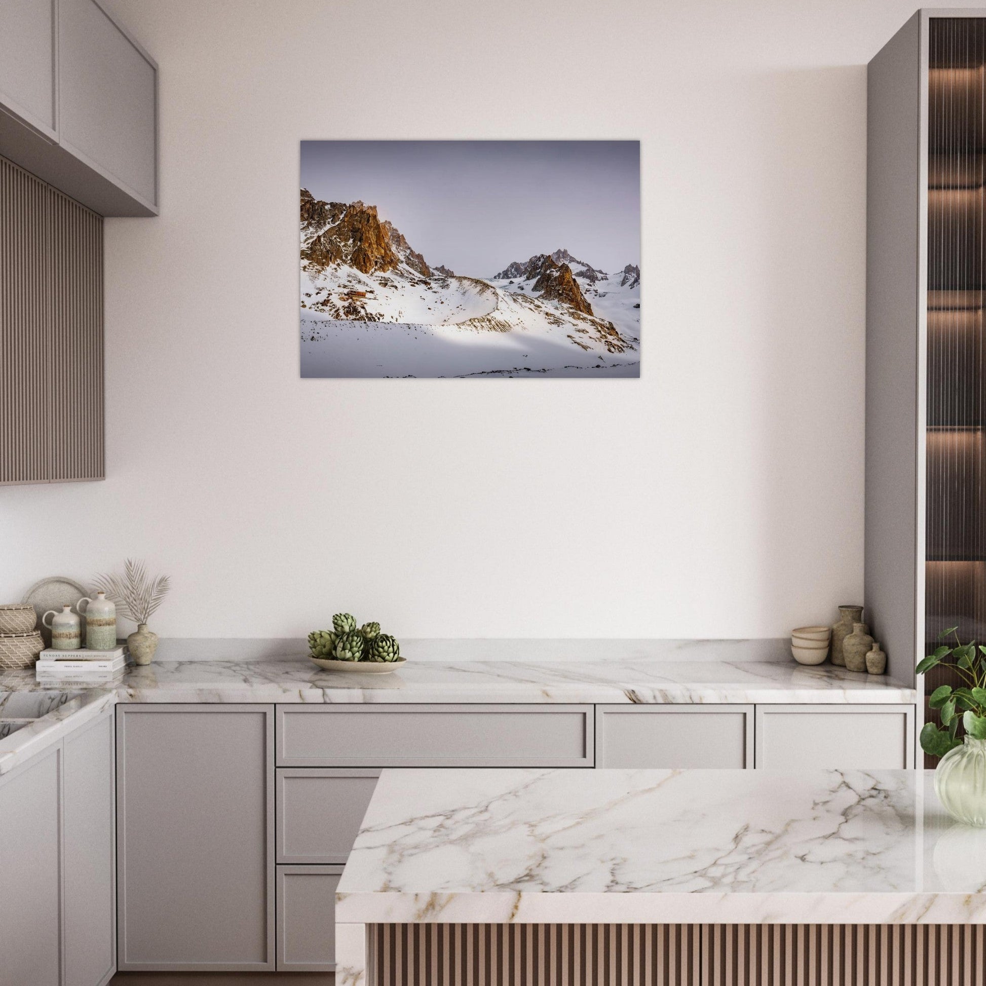 Tableau photo Photo du Refuge du Couvercle — glacier de Talèfre (Mont - Blanc) — tirage aluminium Dibond mat, fabrication française, prêt à accrocher