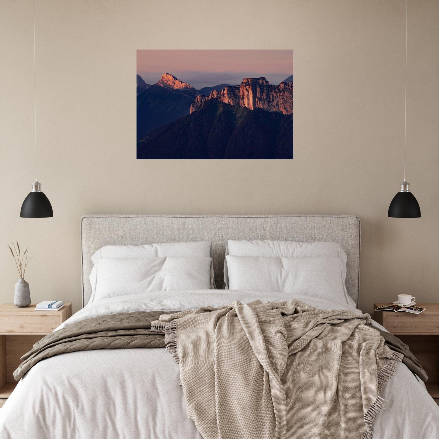 Tableau photo Photo du Rochers des Fiz & Aiguille de Varan — coucher de soleil — tirage aluminium Dibond mat, fabrication française, prêt à accrocher