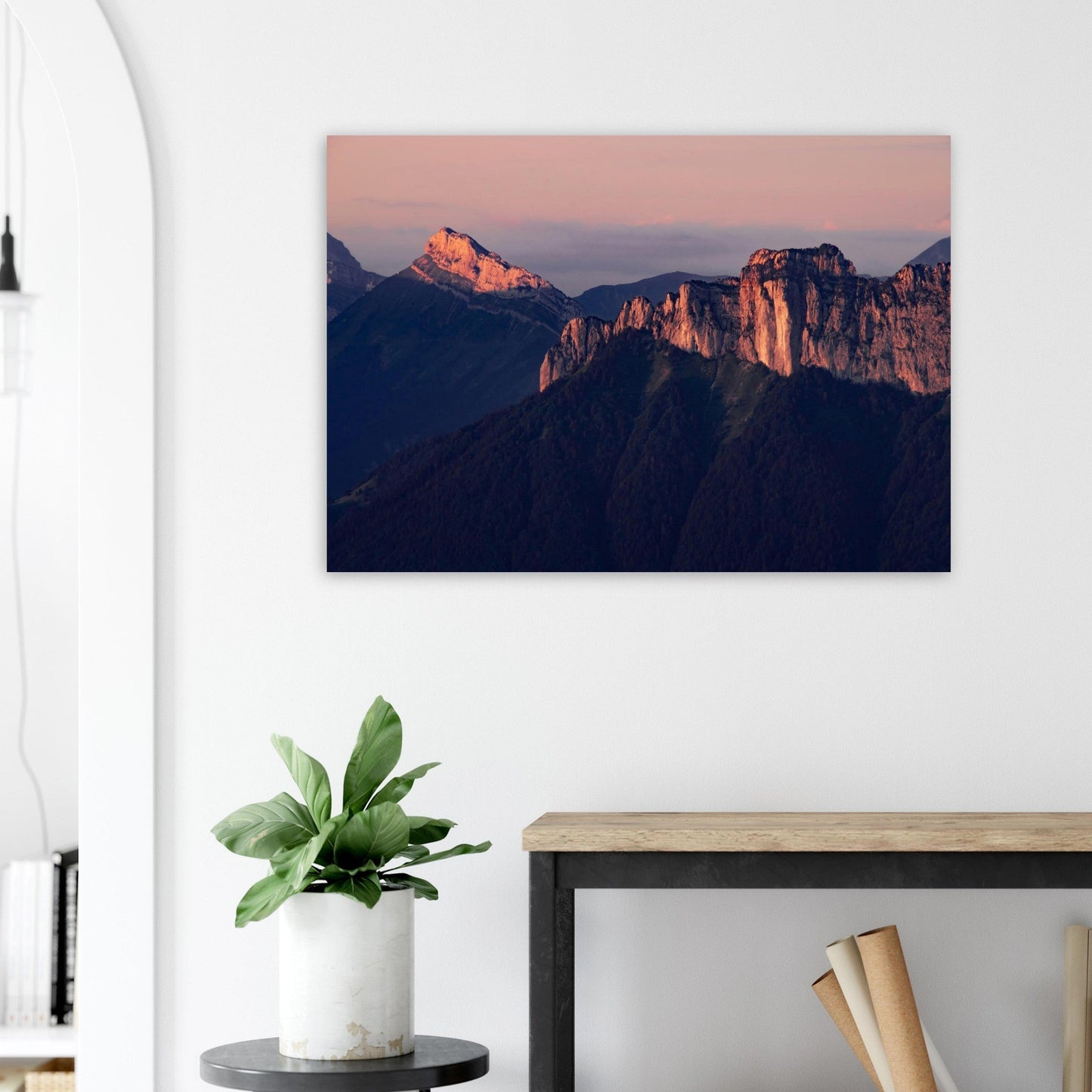 Tableau photo Photo du Rochers des Fiz & Aiguille de Varan — coucher de soleil — tirage aluminium Dibond mat, fabrication française, prêt à accrocher