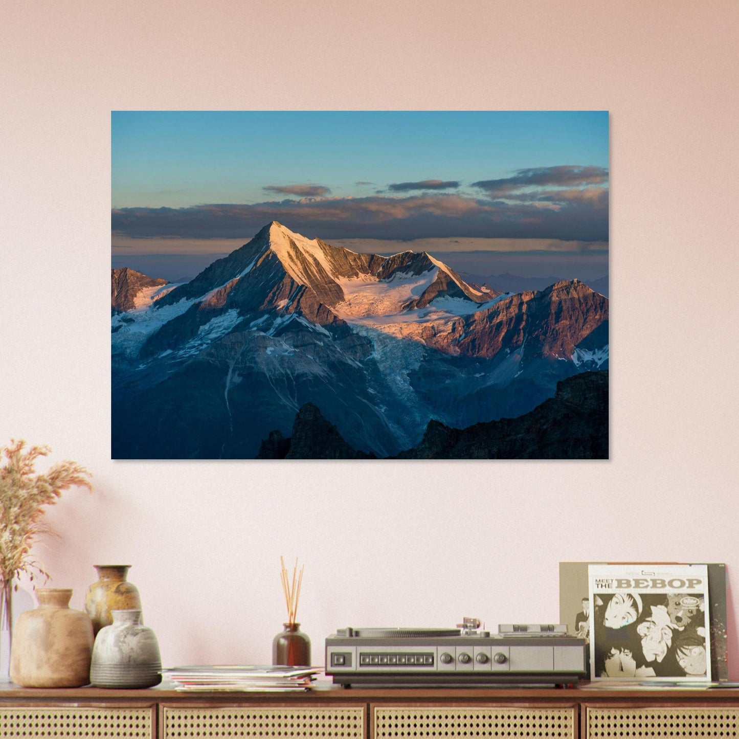 Tableau photo Photo du Weisshorn — Zermatt (coucher de soleil) — tirage aluminium Dibond mat, fabrication française, prêt à accrocher